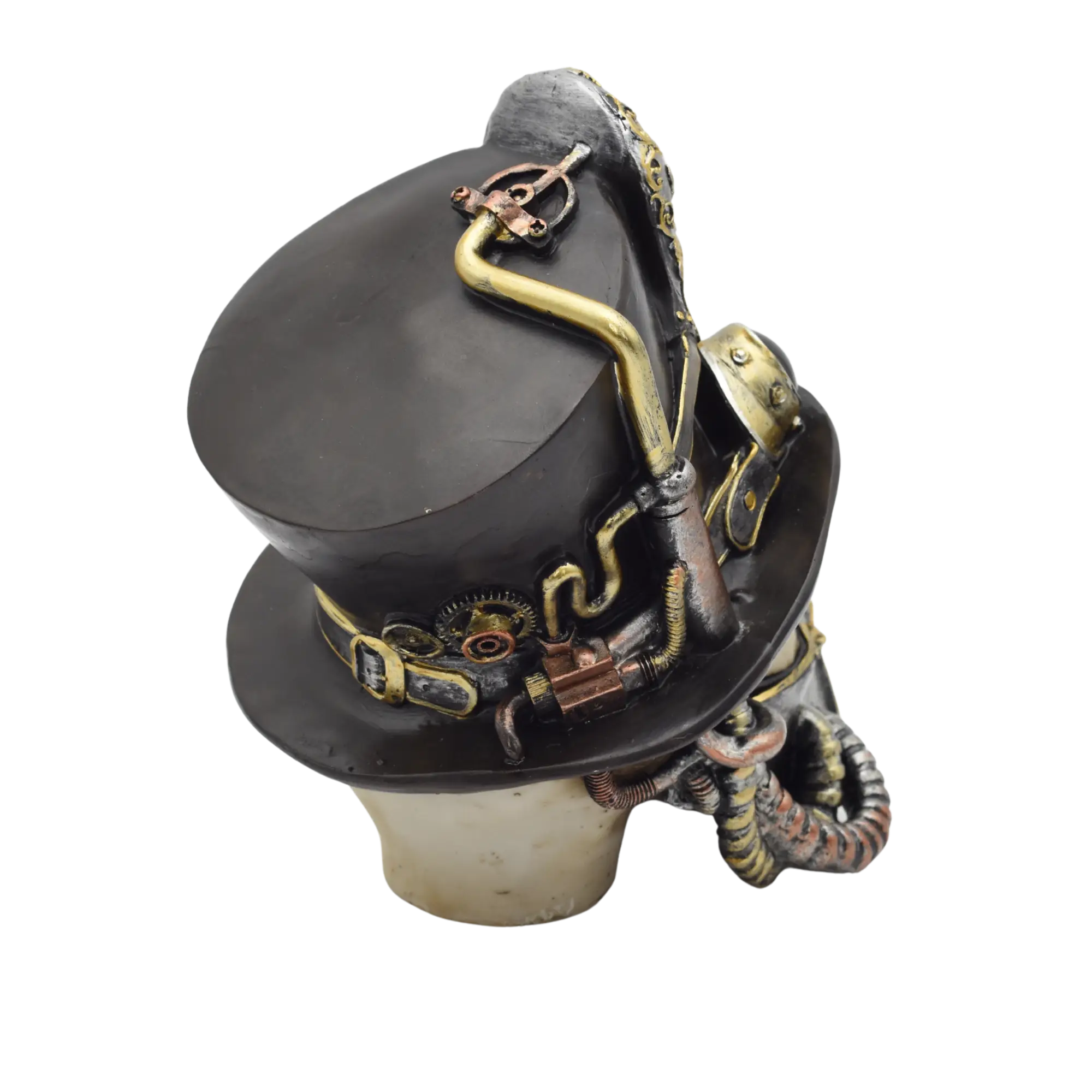 Totenschädel aus Resin mit Gasmaske und Zylinder – Bild 5