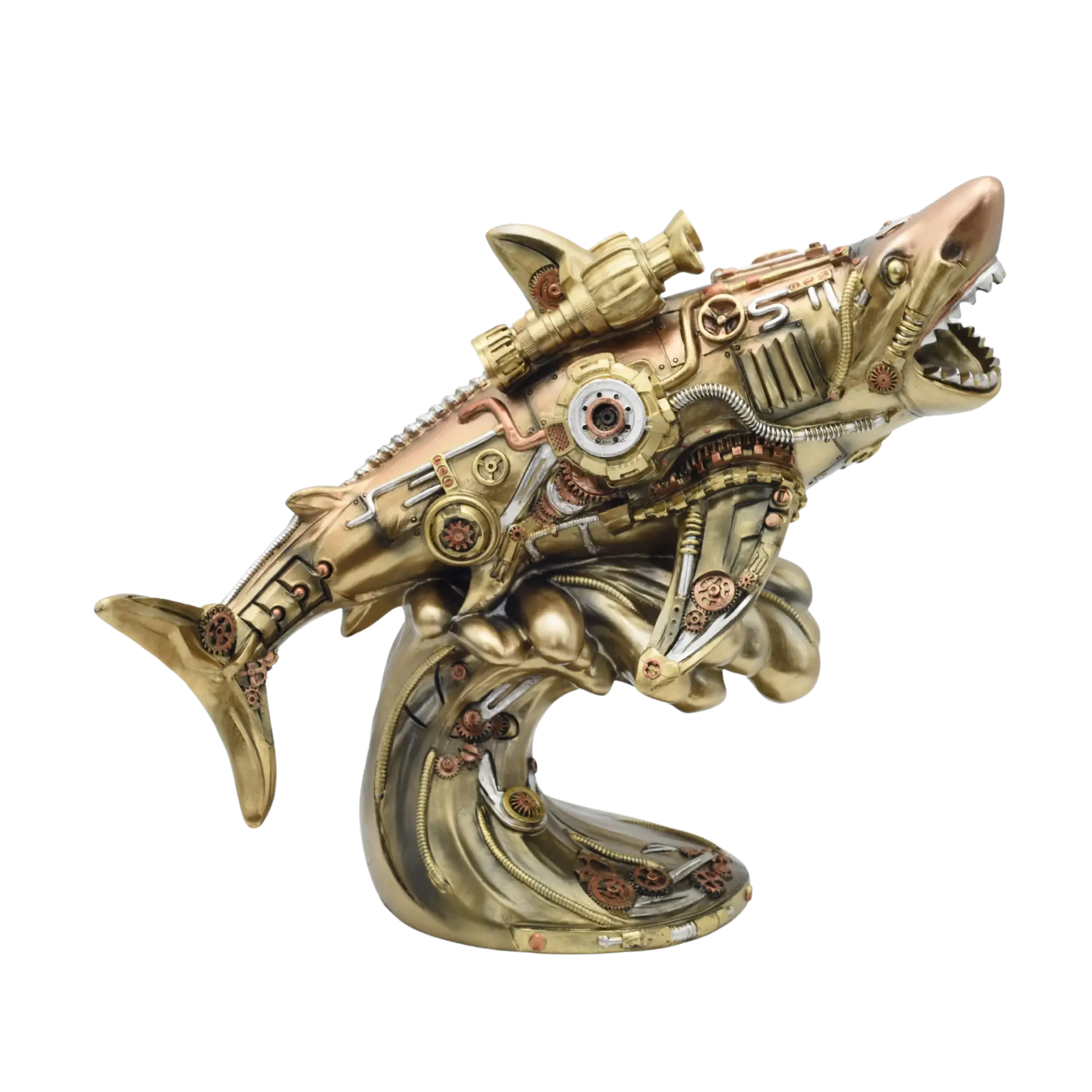 Steampunkhai aus Resin auf einer Welle – Bild 11