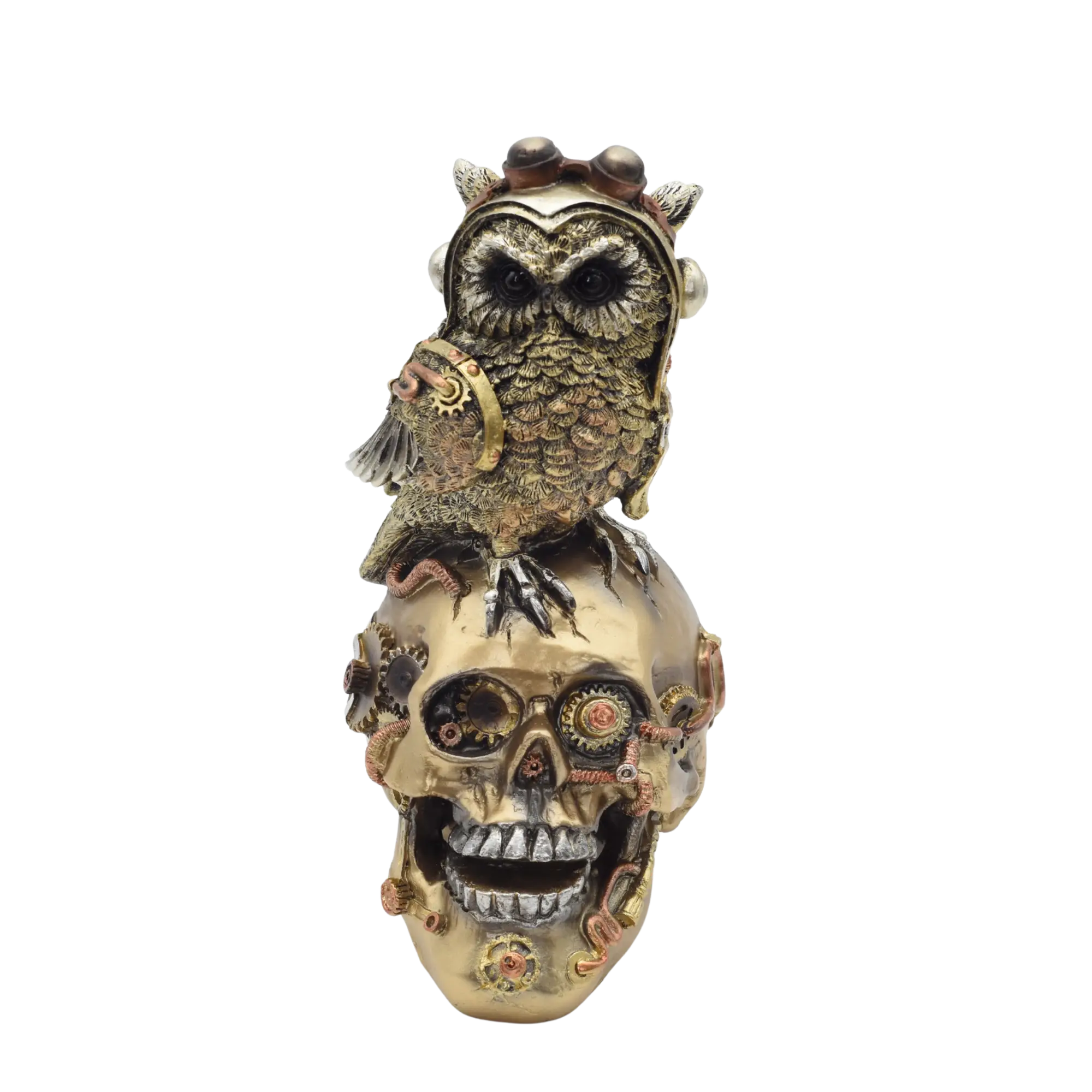 Totenschädel aus Resin mit Eulenfigur – Bild 5