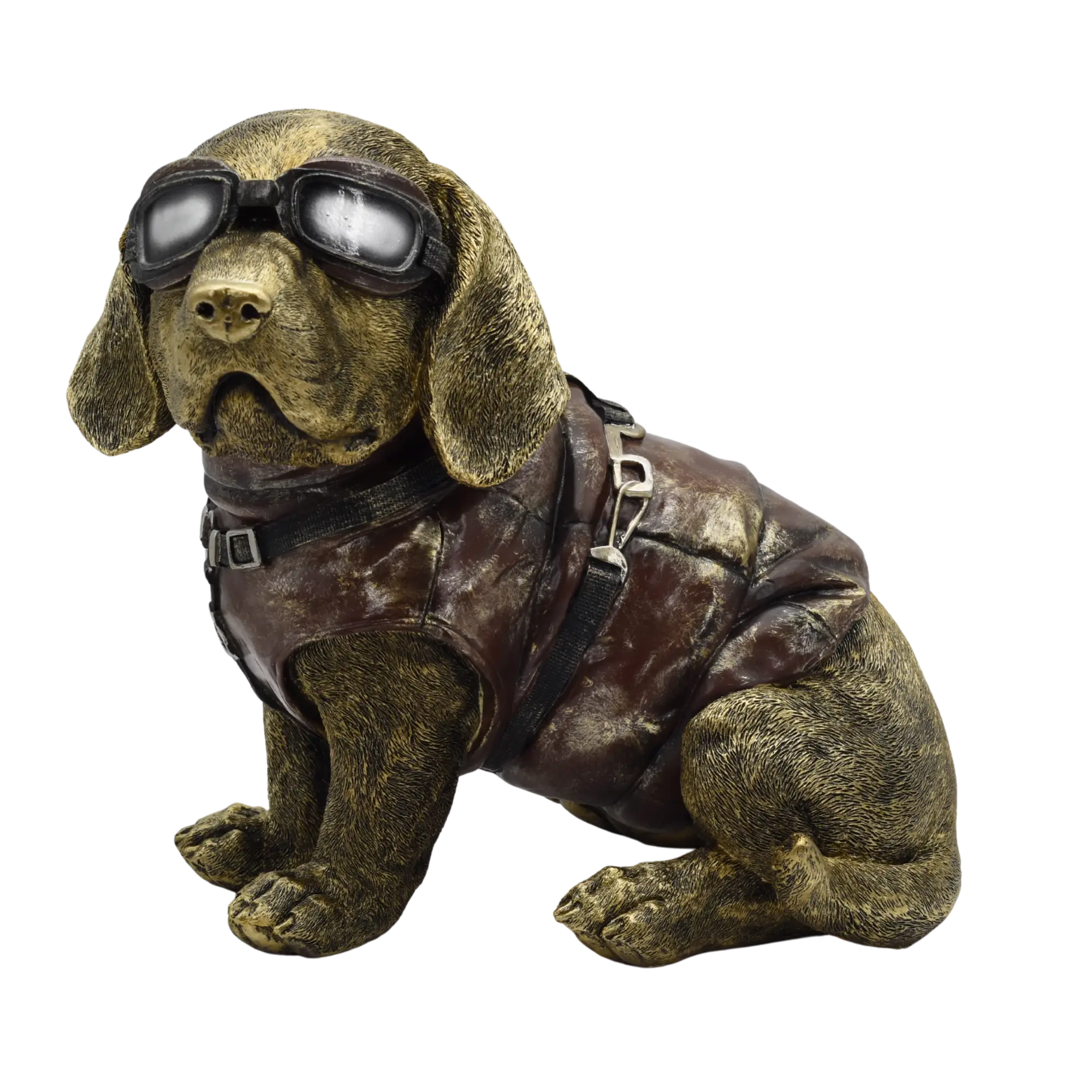 Dackel aus Resin mit Fliegerbrille