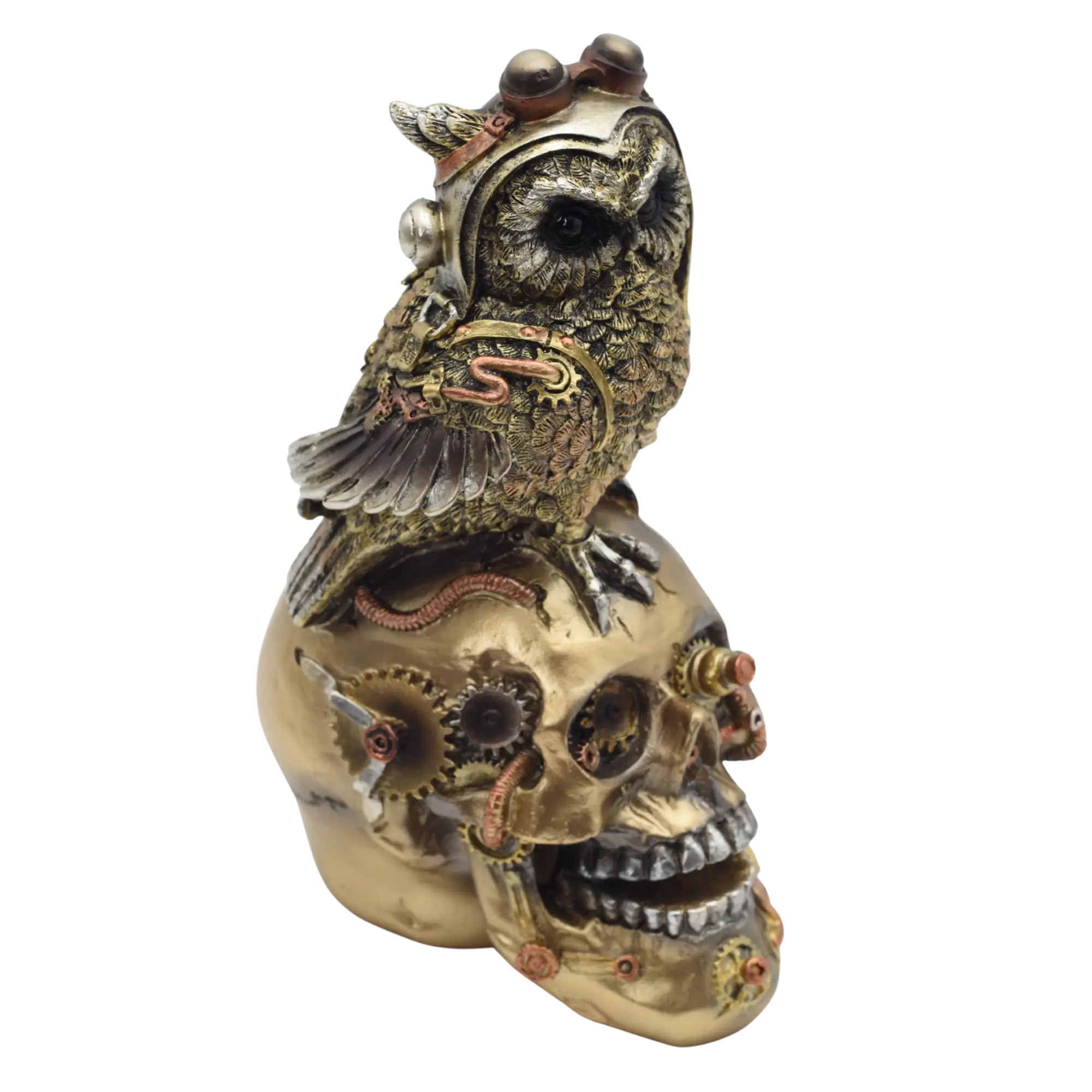 Totenschädel aus Resin mit Eulenfigur – Bild 3