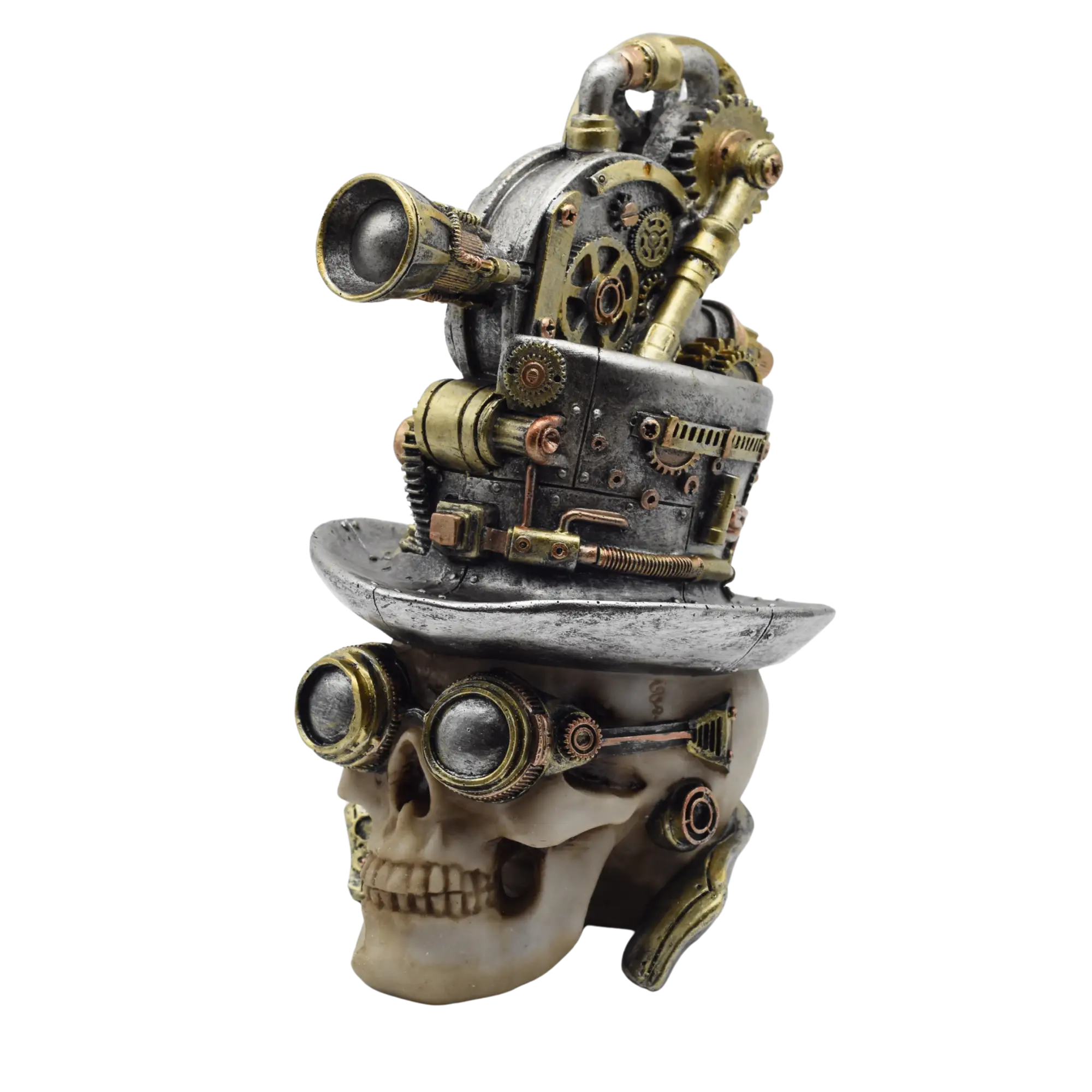 Totenschädel aus Resin mit Zylinder und Filmprojektor