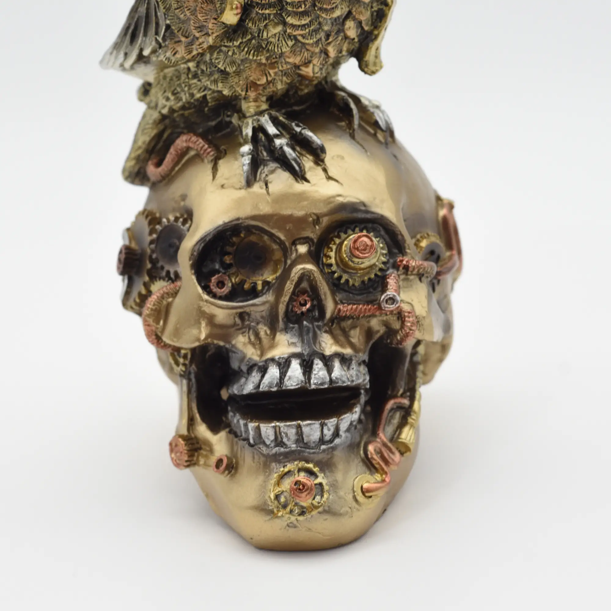 Totenschädel aus Resin mit Eulenfigur – Bild 7