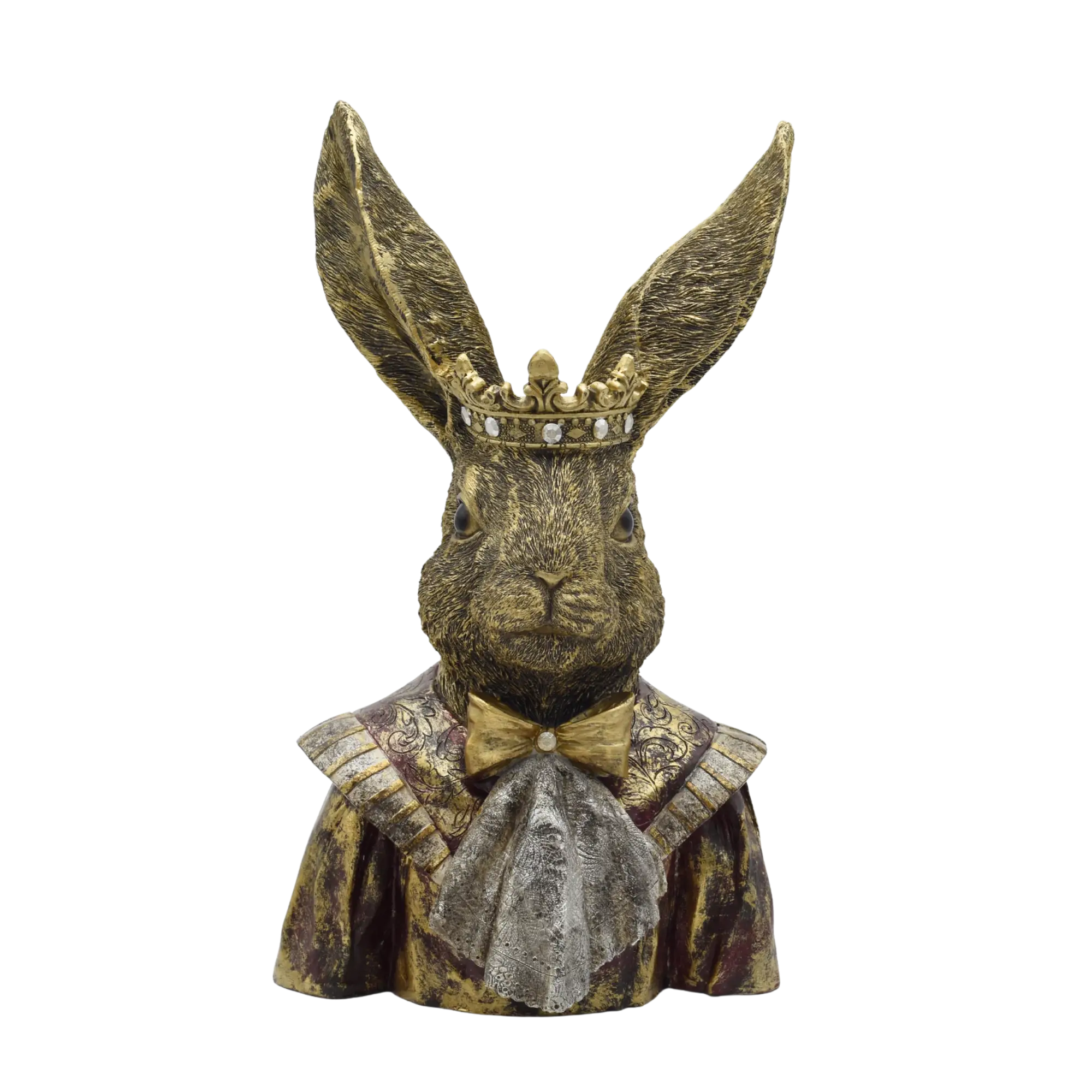 Detailreiche Hasenstatue mit Krone