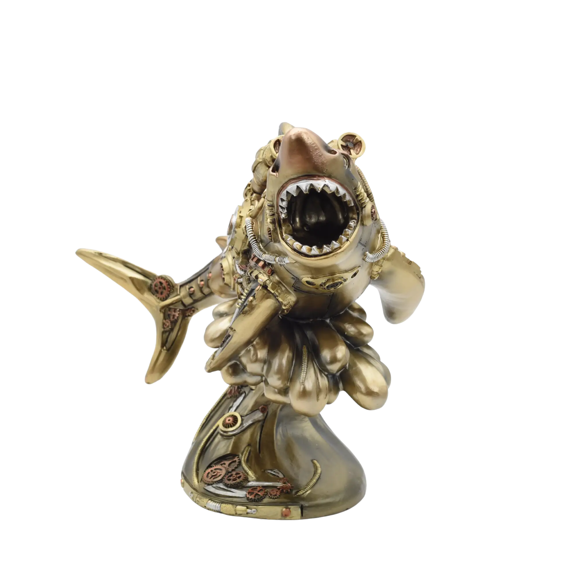 Steampunkhai aus Resin auf einer Welle – Bild 5