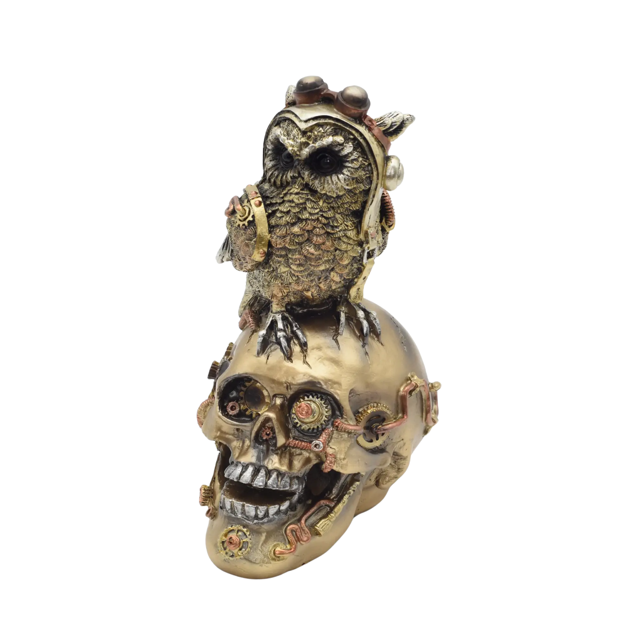 Totenschädel aus Resin mit Eulenfigur