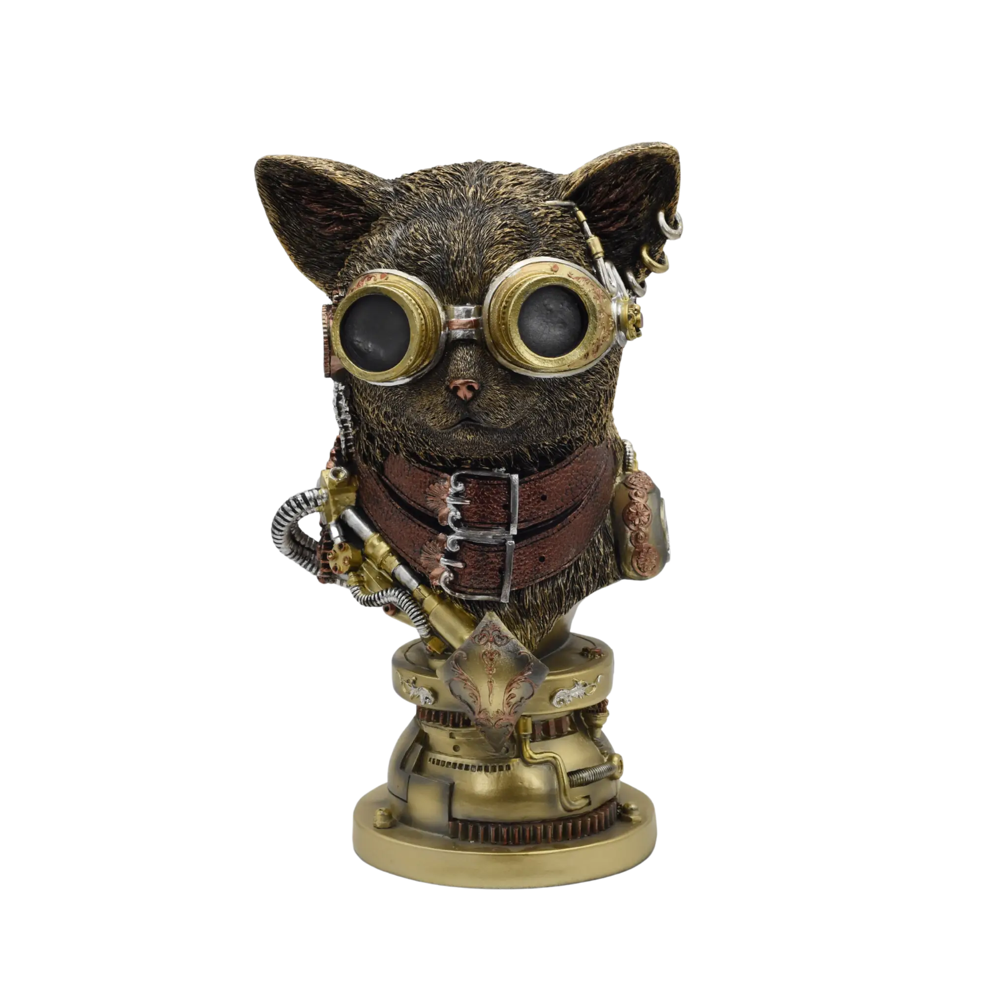 Katzenbüste aus Resin im Steampunkstyle