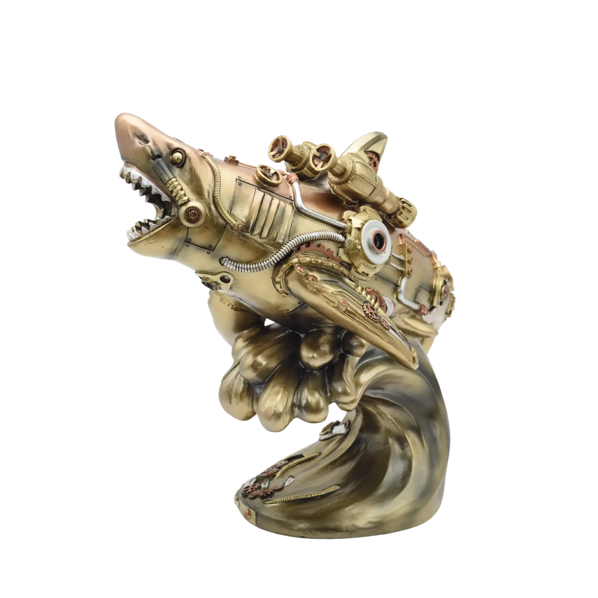 Steampunkhai aus Resin auf einer Welle – Bild 7