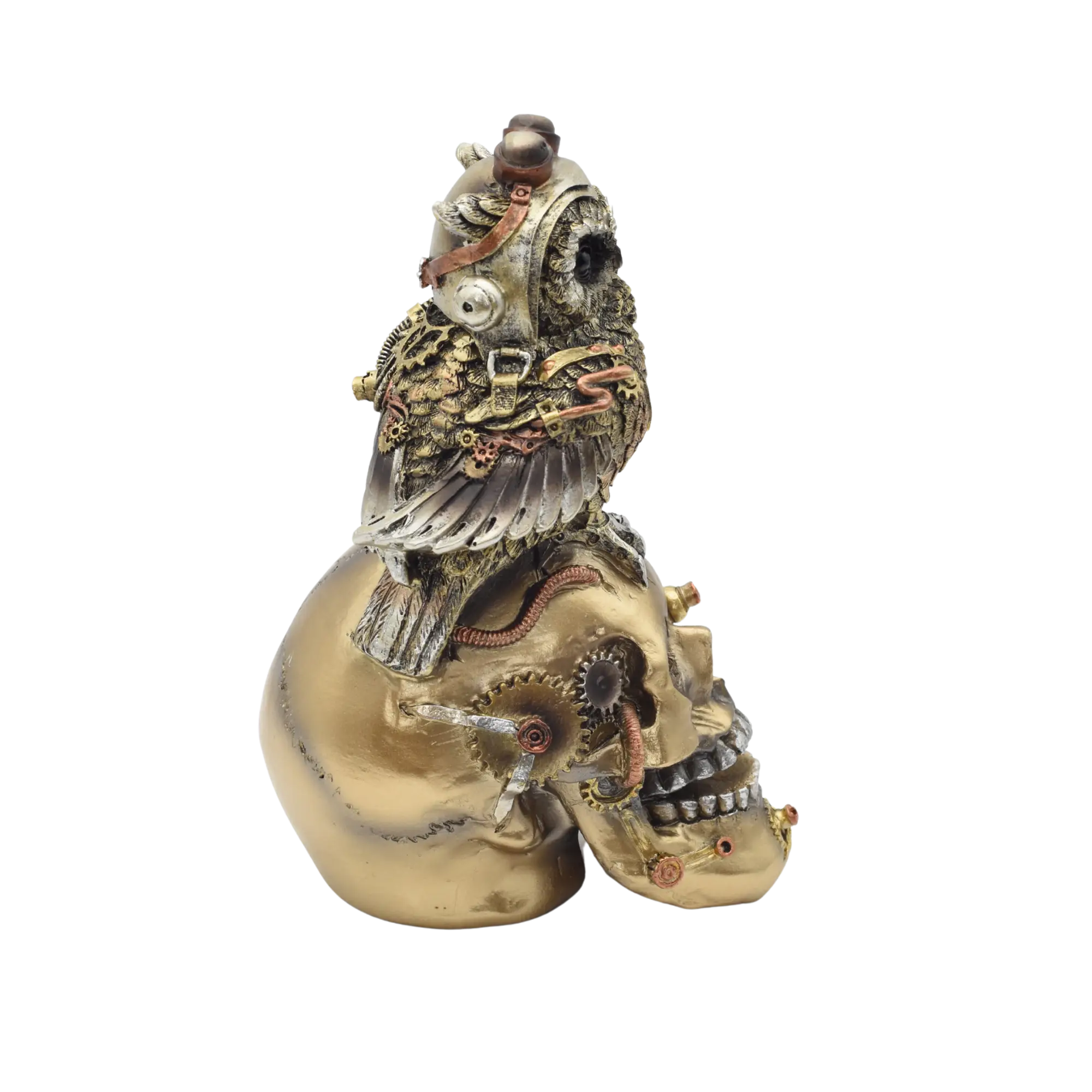 Totenschädel aus Resin mit Eulenfigur – Bild 6