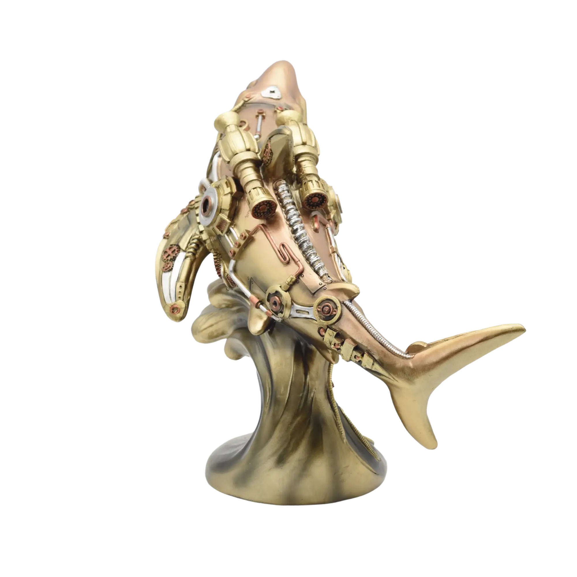 Steampunkhai aus Resin auf einer Welle – Bild 9