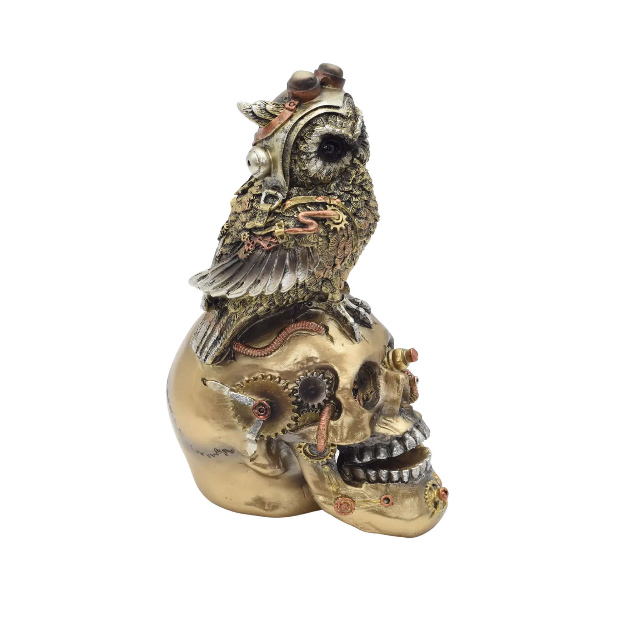 Totenschädel aus Resin mit Eulenfigur – Bild 4