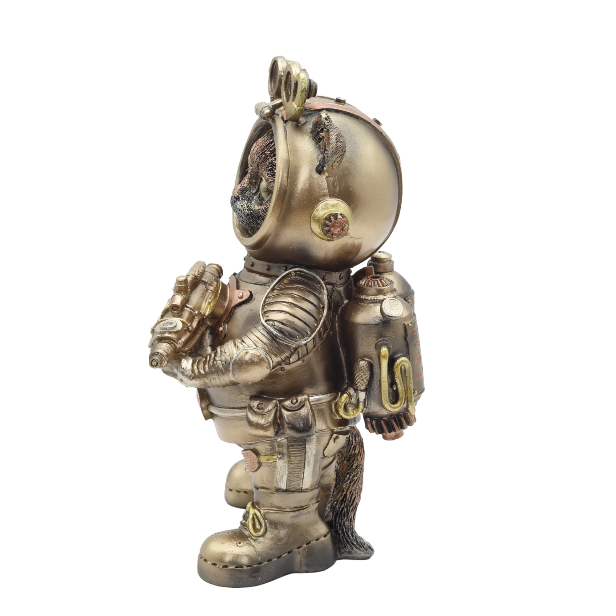 Steampunkkatze aus Resin im Raumanzug mit Waffe – Bild 4