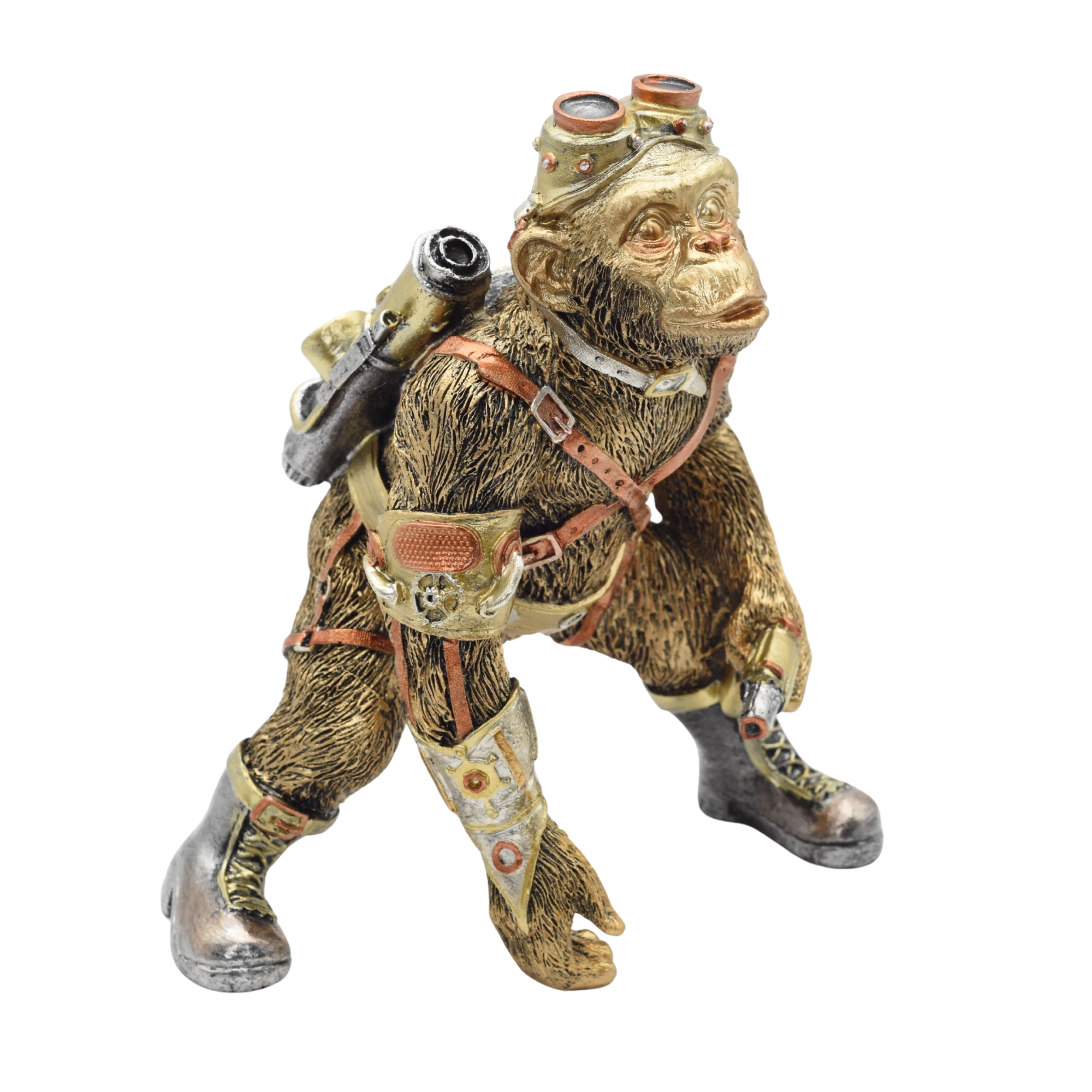 Steampunkschimpanse aus Resin mit Stiefeln und Waffe – Bild 4