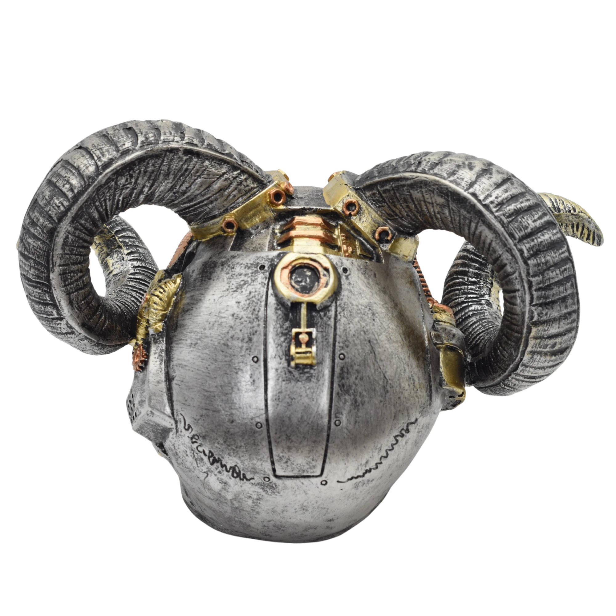 Steampunktotenschädel mit geschwungenen Hörnern – Bild 6