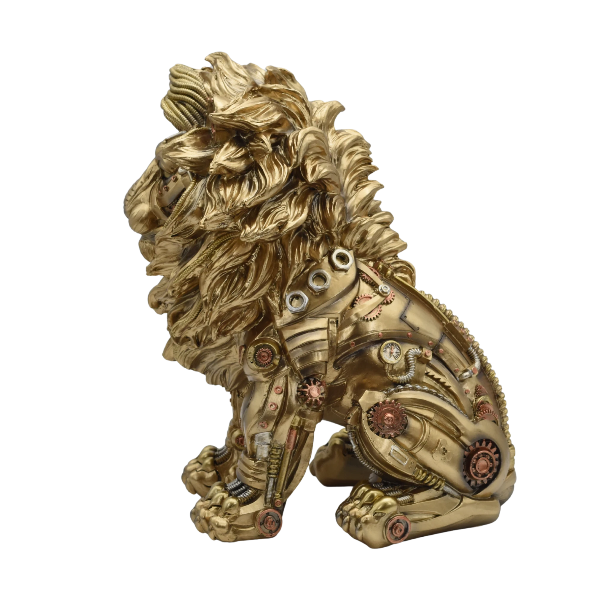 Sitzender Löwe aus Resin im Steampunkstyle – Bild 4