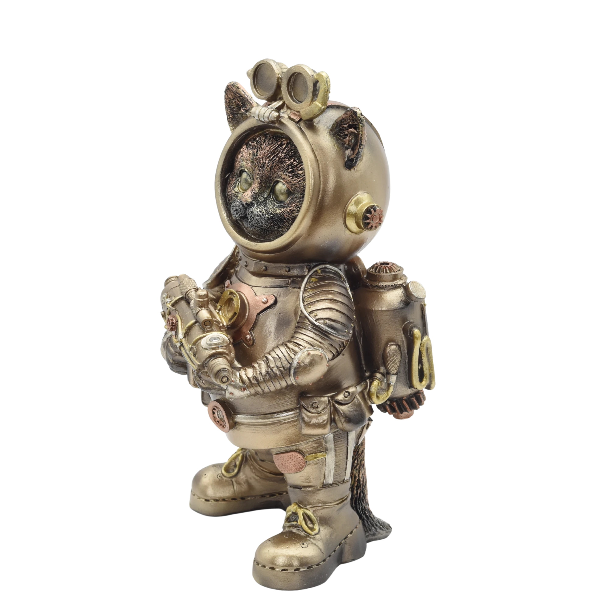 Steampunkkatze aus Resin im Raumanzug mit Waffe – Bild 5