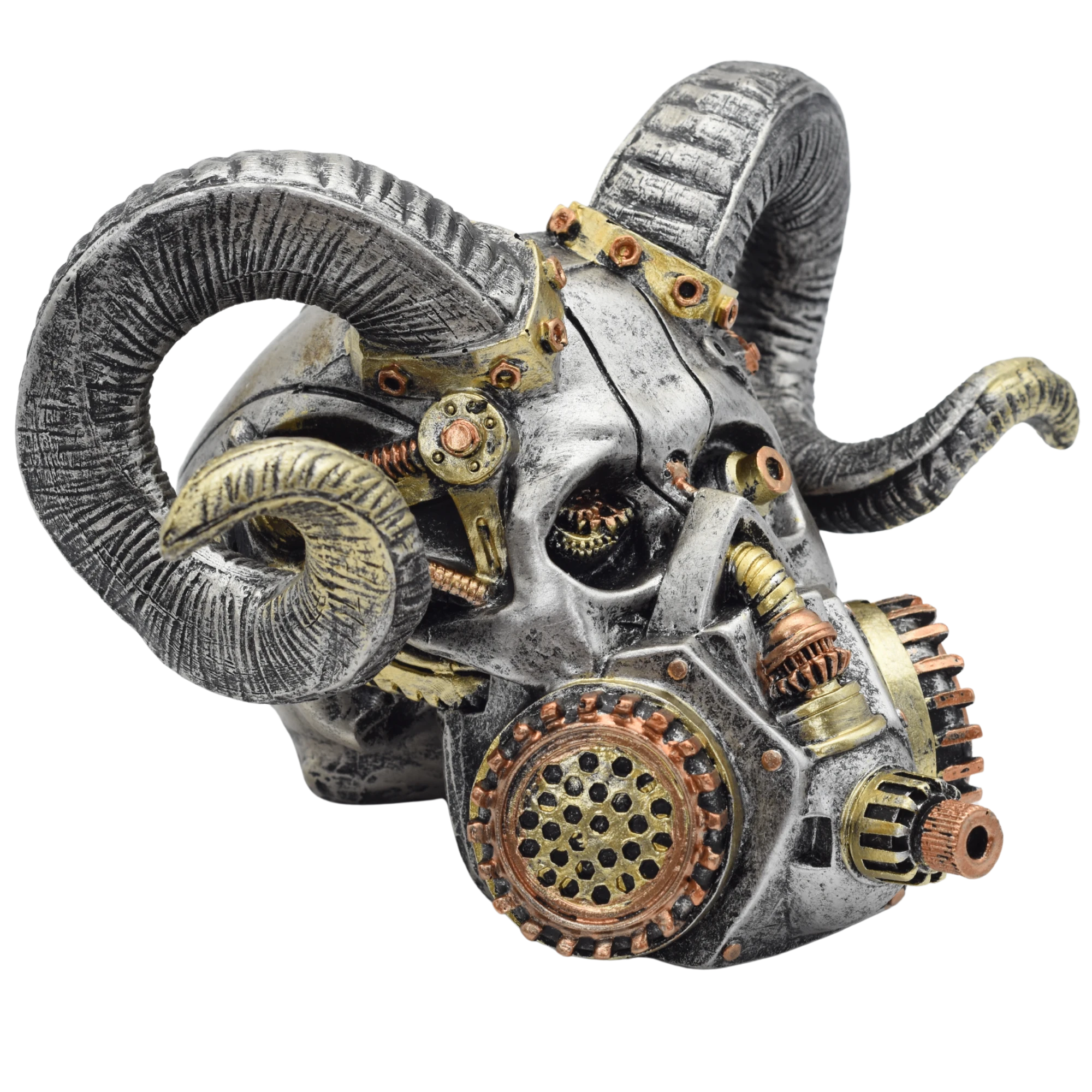 Steampunktotenschädel mit geschwungenen Hörnern – Bild 7