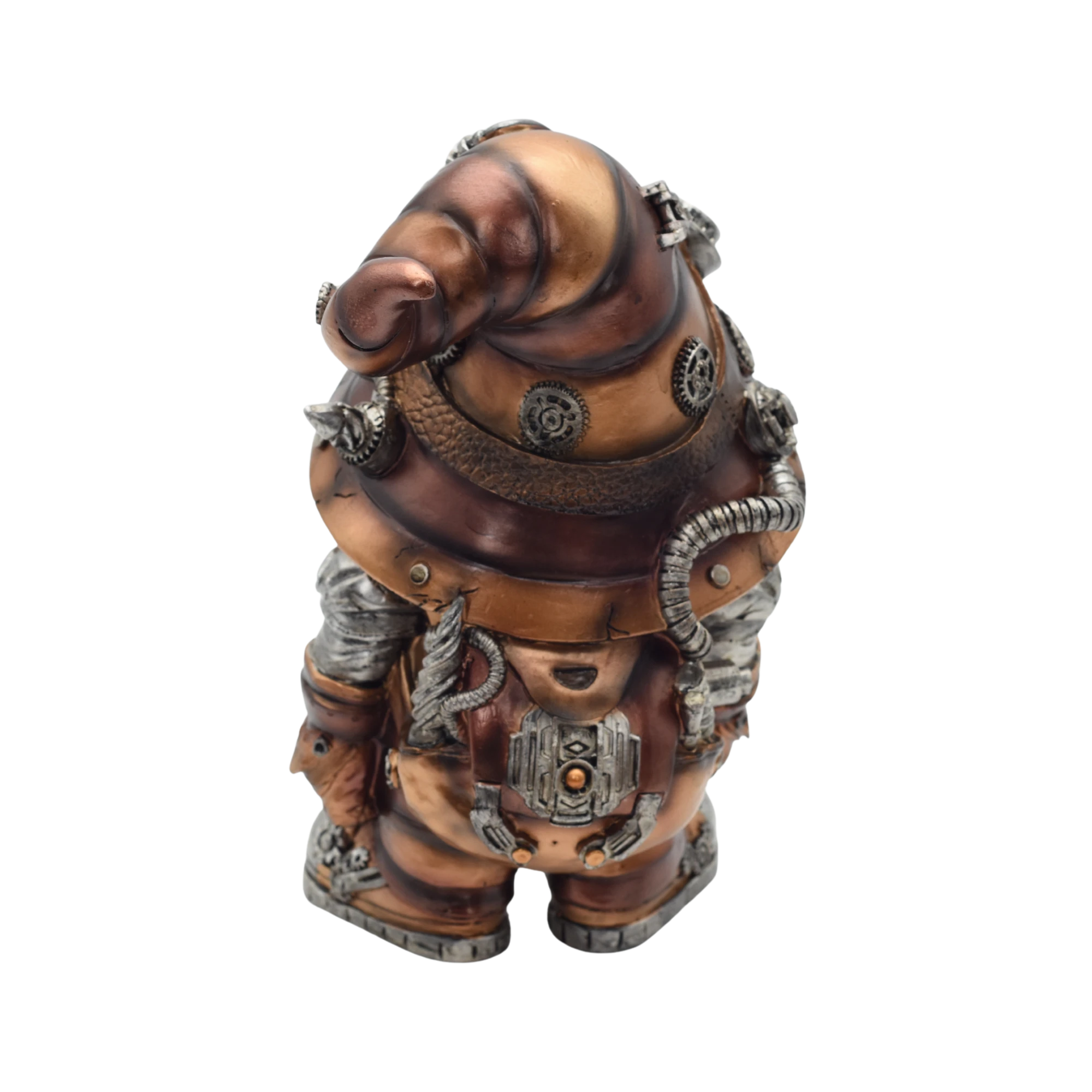 Steampunkgartenzwerg aus Resin mit Zahnrädern und Goggles – Bild 3