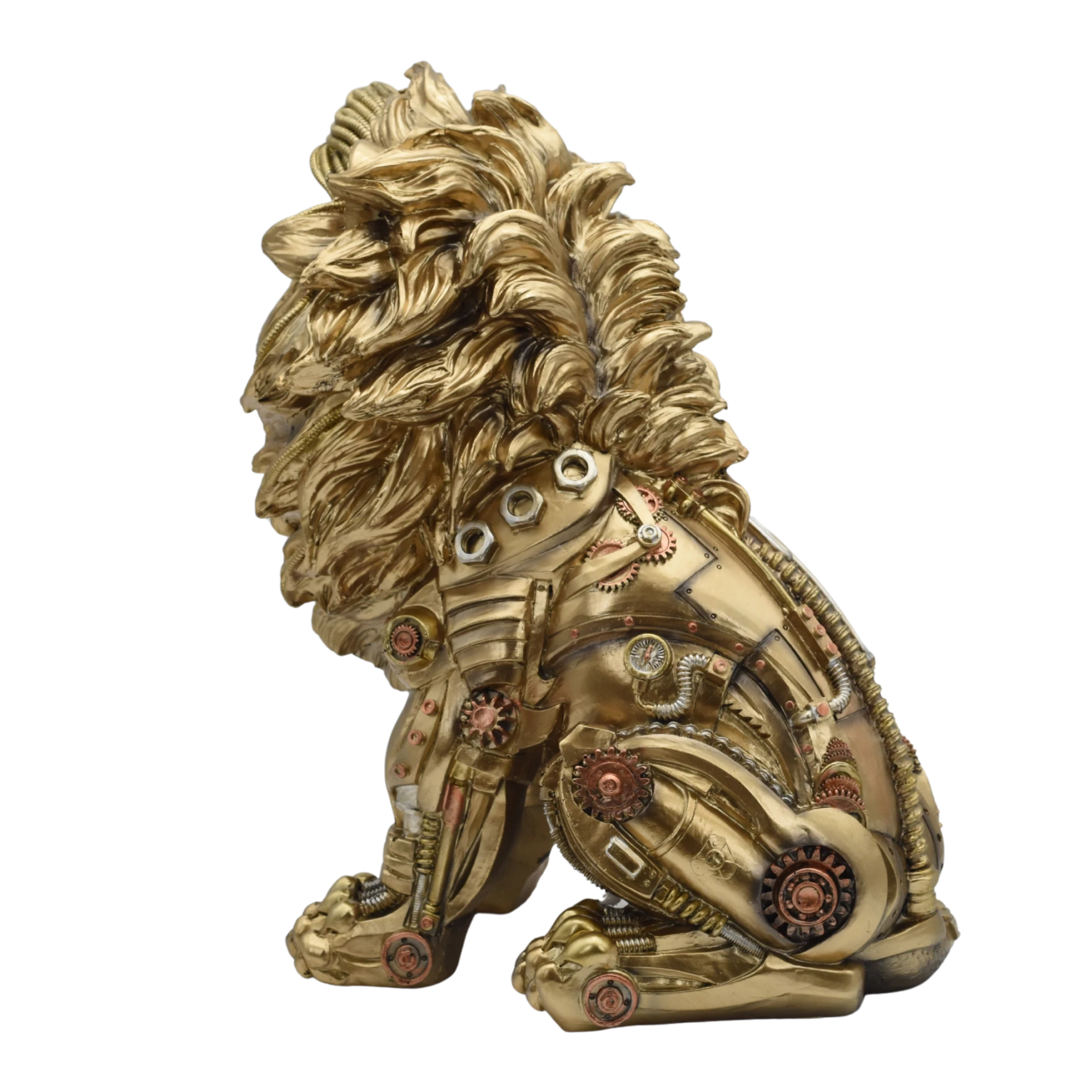Sitzender Löwe aus Resin im Steampunkstyle – Bild 5