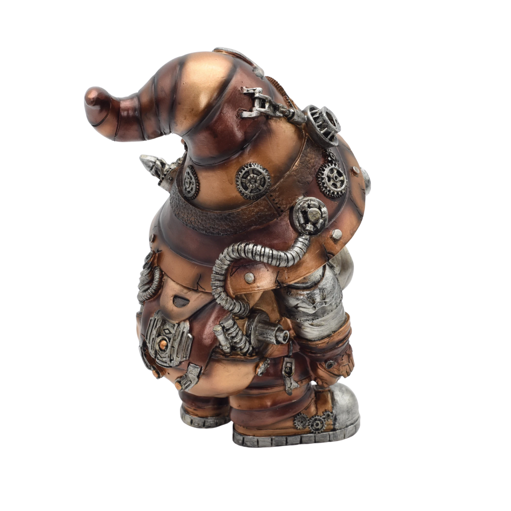 Steampunkgartenzwerg aus Resin mit Zahnrädern und Goggles – Bild 2