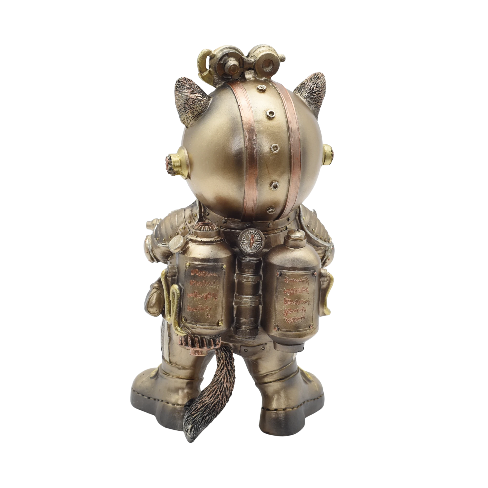 Steampunkkatze aus Resin im Raumanzug mit Waffe – Bild 7