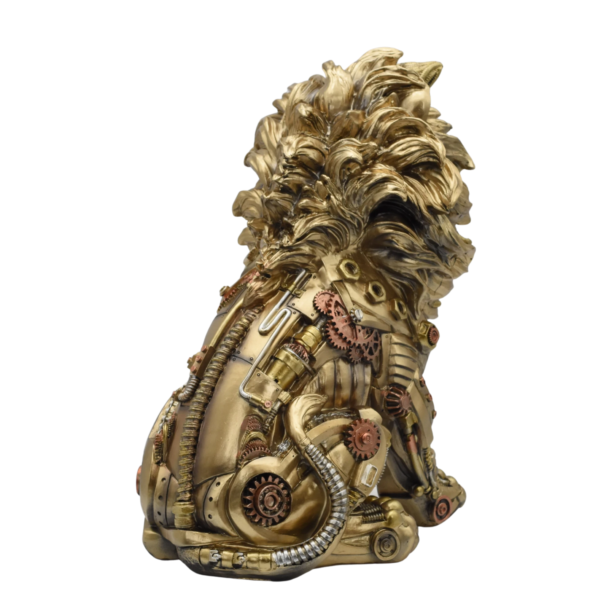 Sitzender Löwe aus Resin im Steampunkstyle – Bild 7
