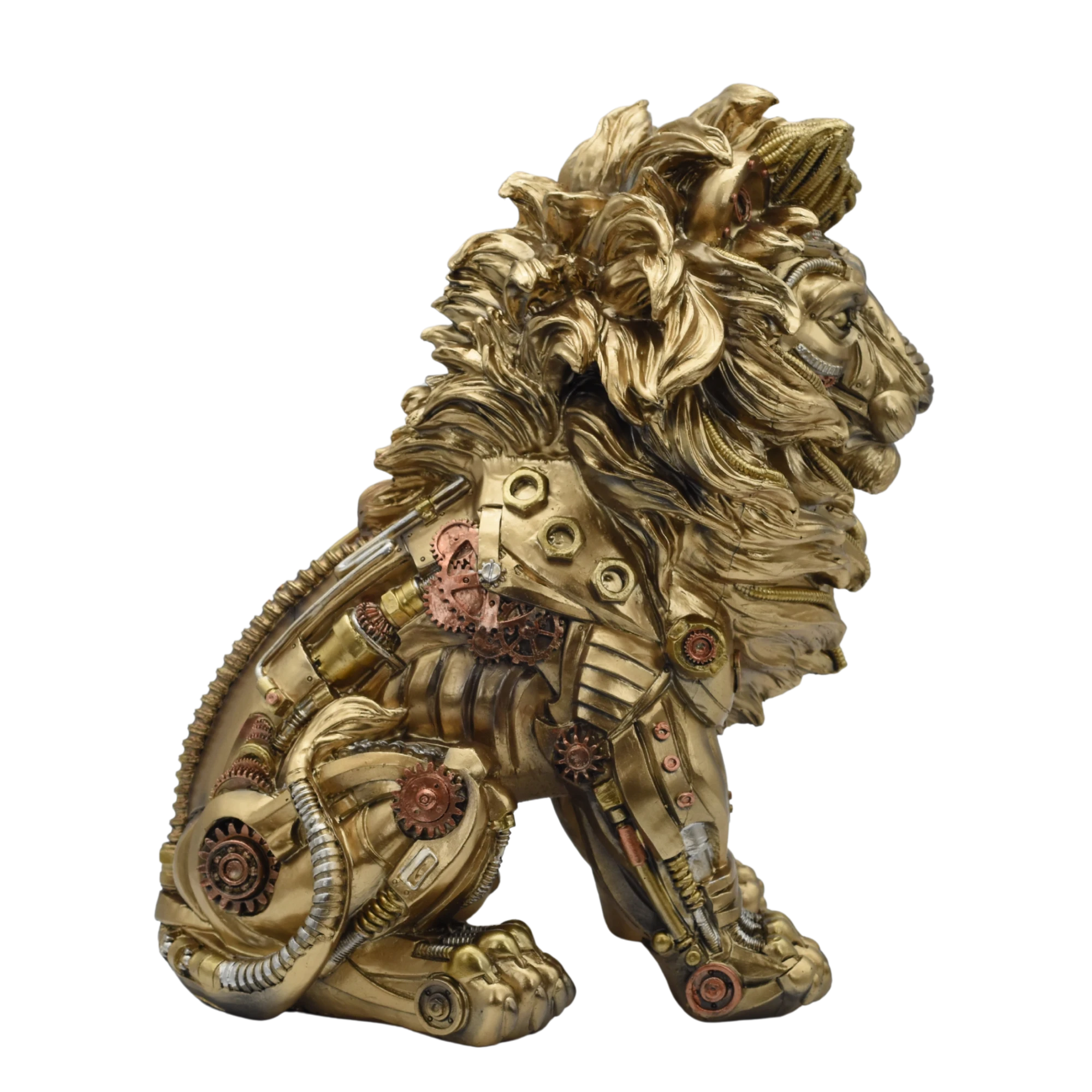 Sitzender Löwe aus Resin im Steampunkstyle – Bild 8