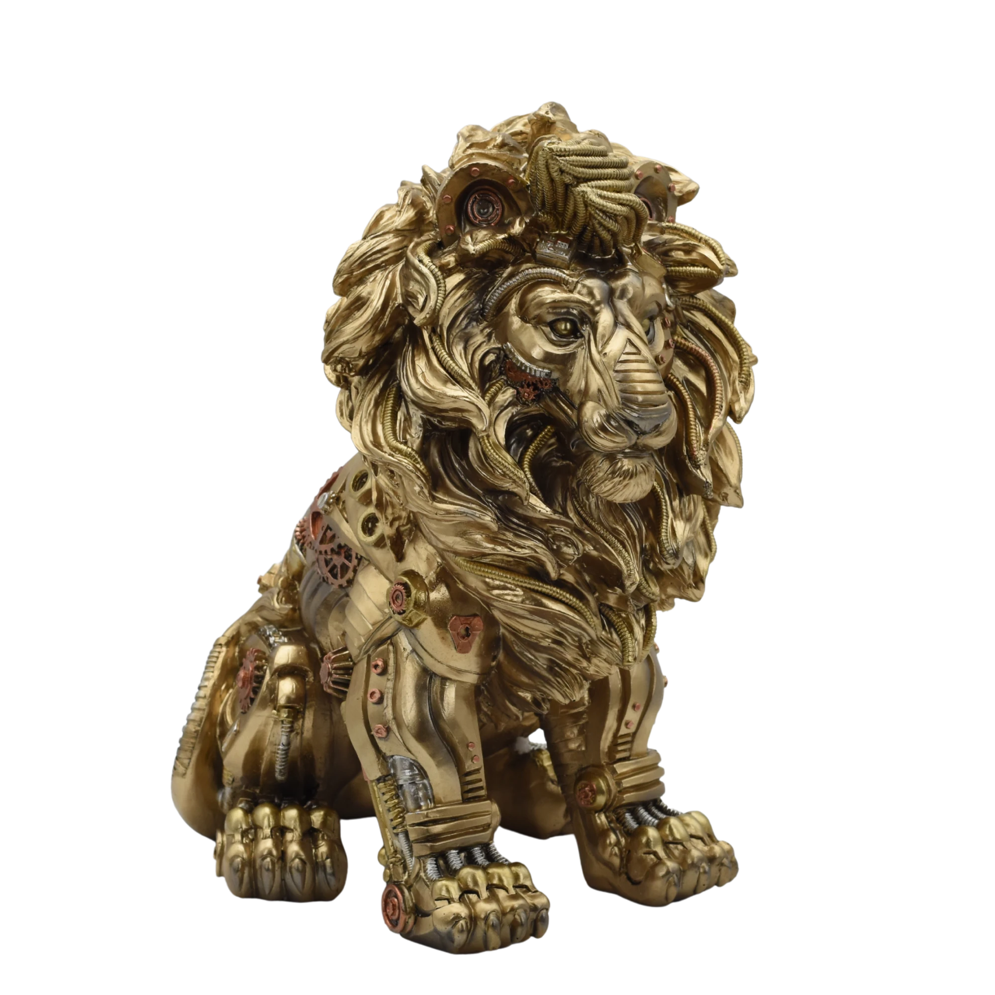 Sitzender Löwe aus Resin im Steampunkstyle – Bild 9