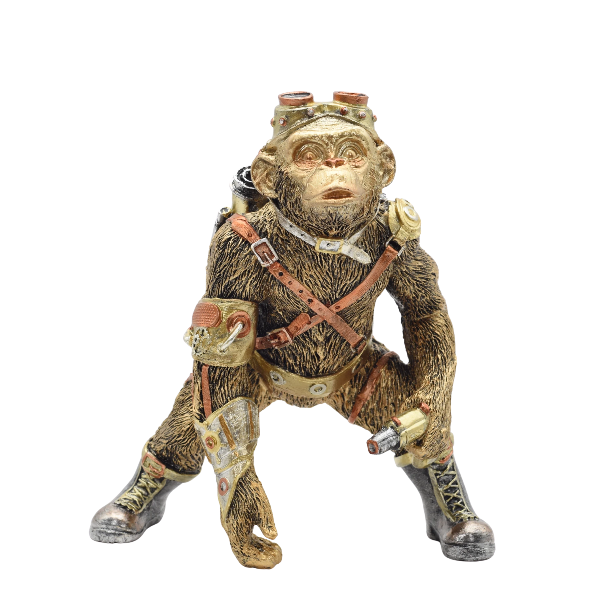 Steampunkschimpanse aus Resin mit Stiefeln und Waffe – Bild 2