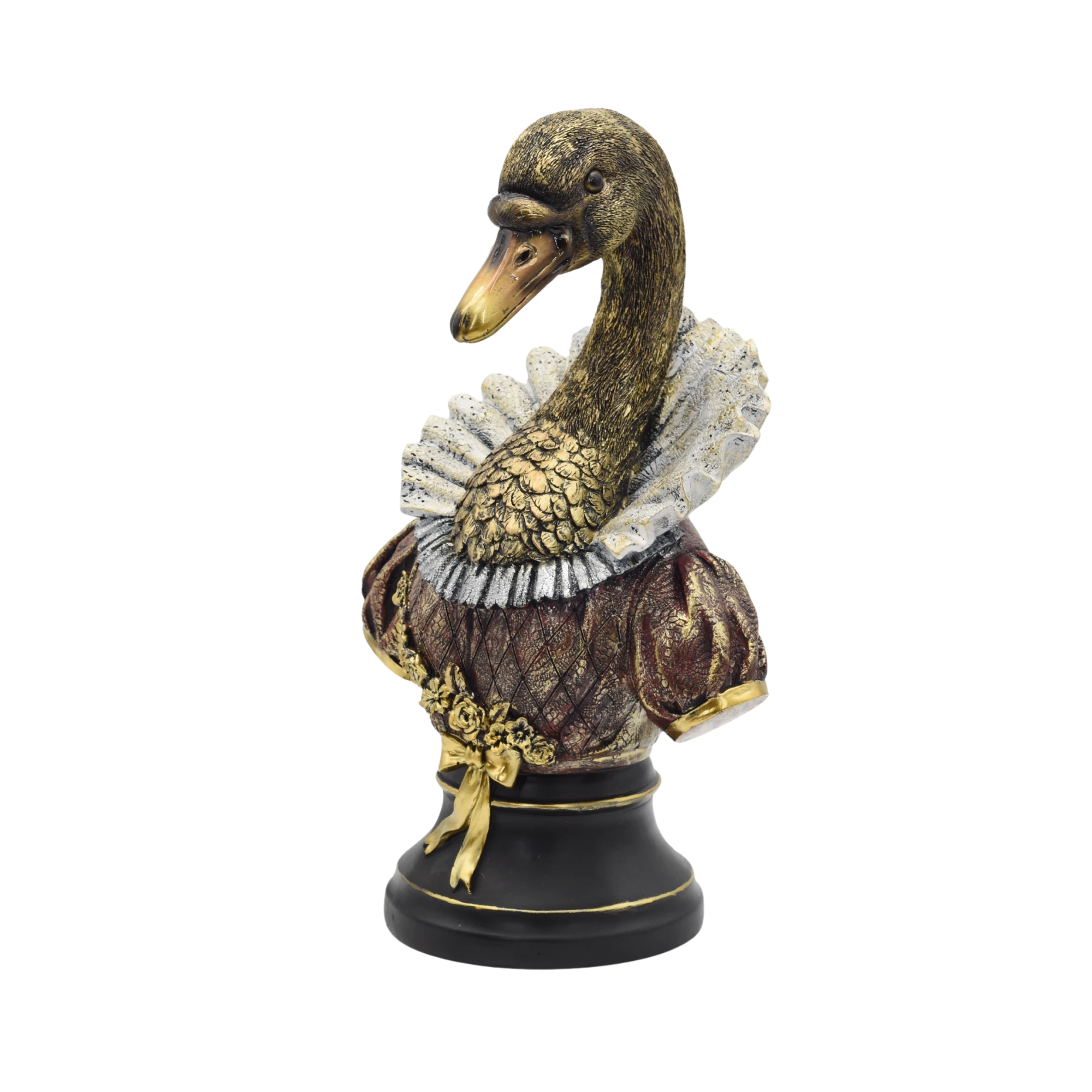 Büste eines Schwans mit Rüschenkragen