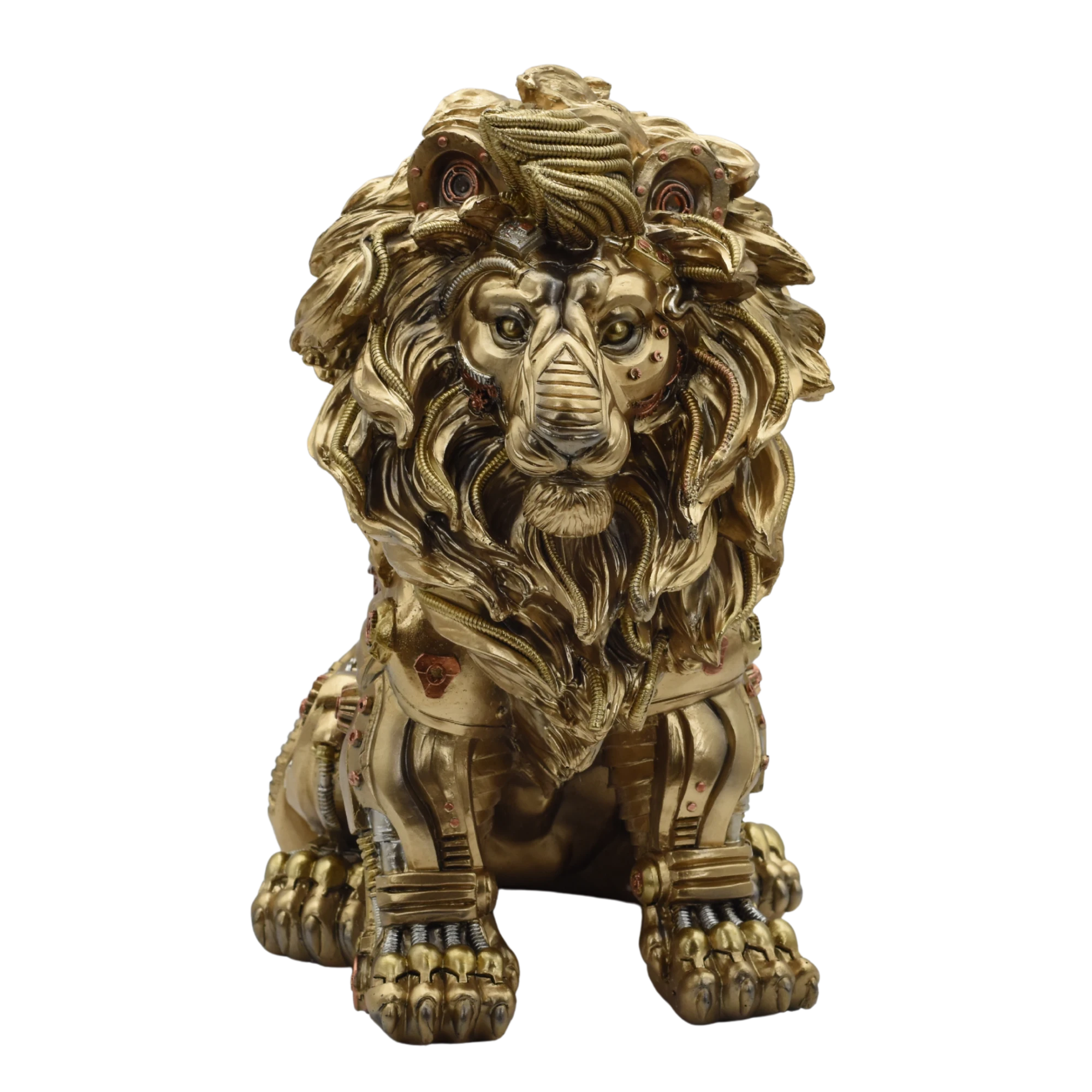 Sitzender Löwe aus Resin im Steampunkstyle – Bild 2