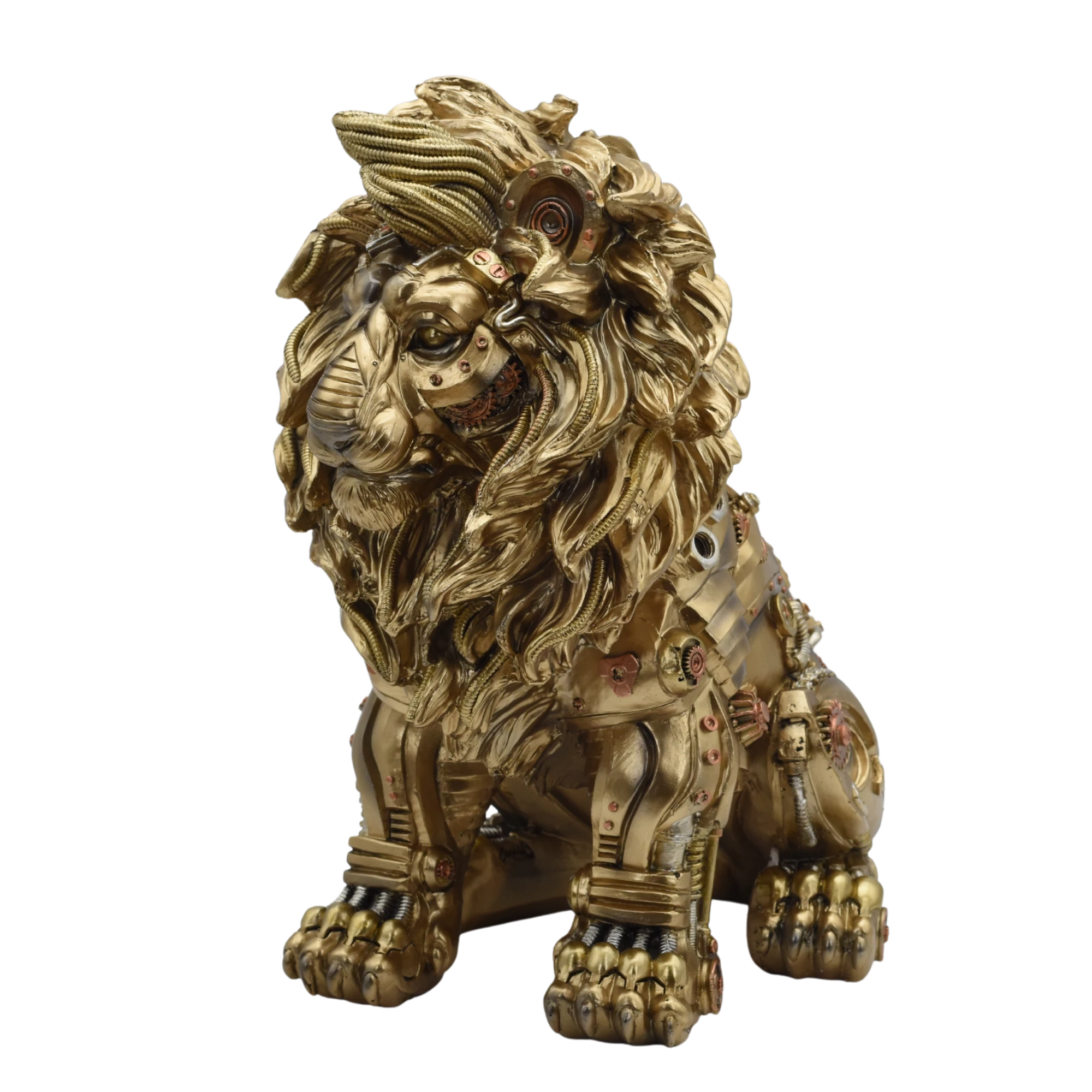 Sitzender Löwe aus Resin im Steampunkstyle