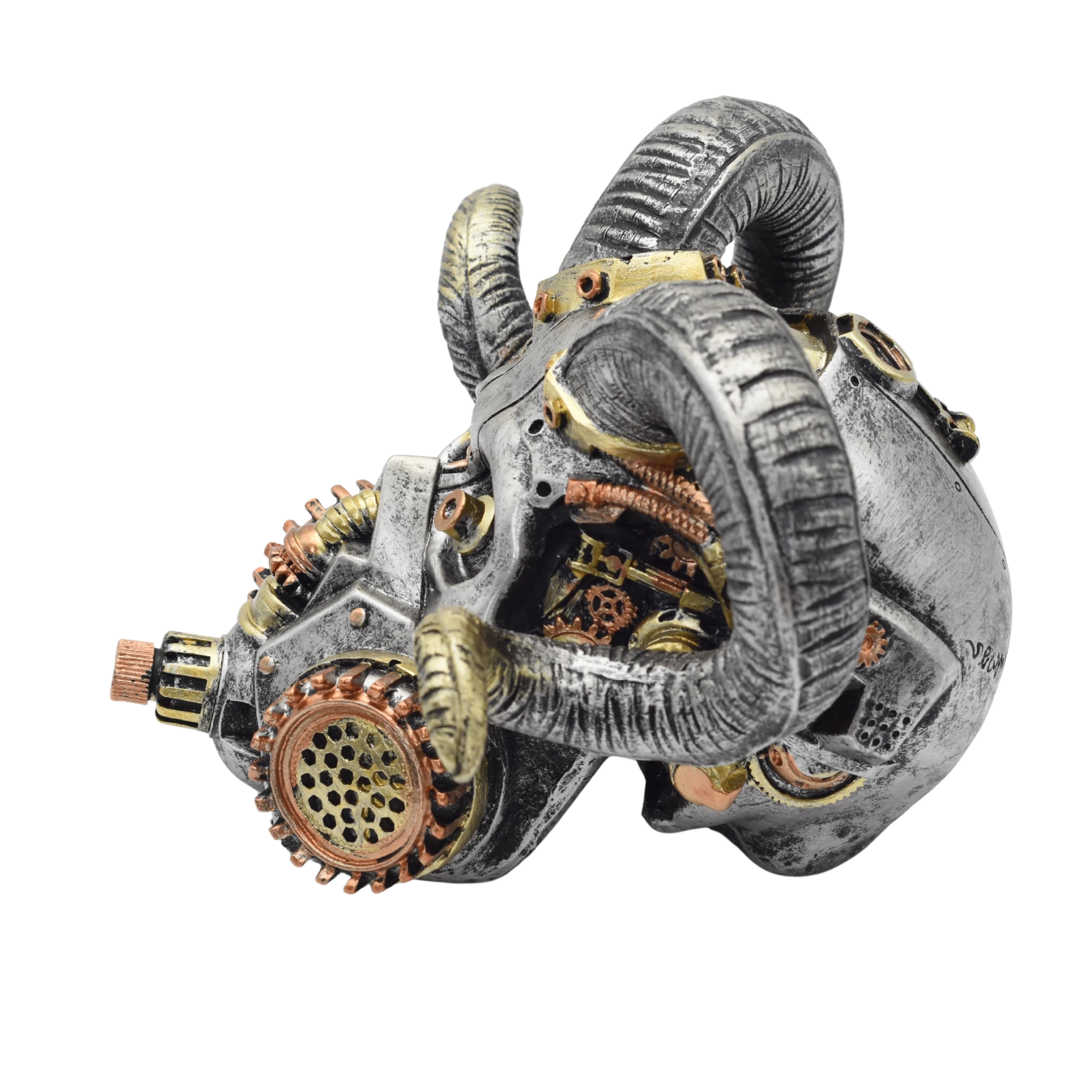 Steampunktotenschädel mit geschwungenen Hörnern – Bild 5
