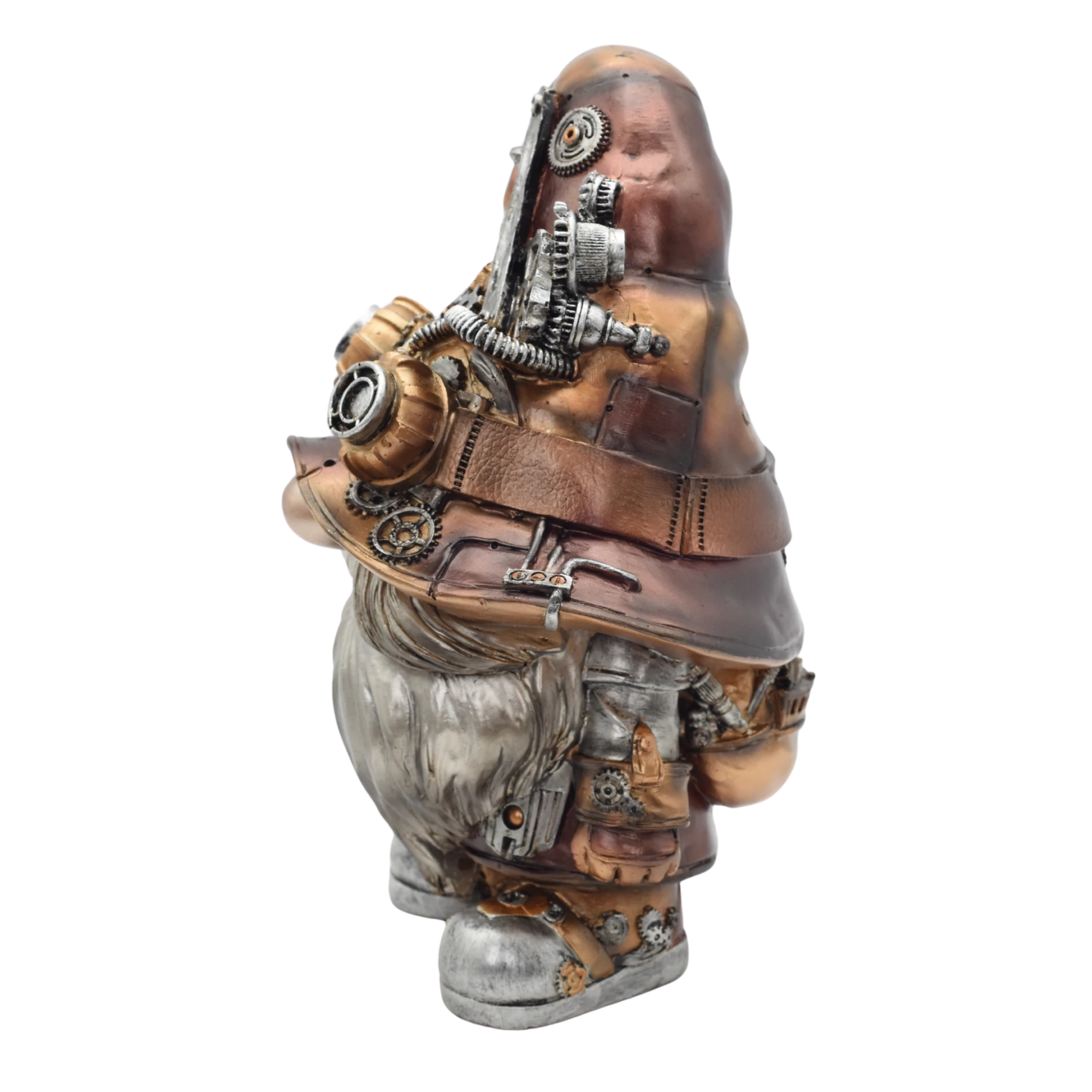 Steampunkgartenzwerg aus Resin mit Hut über den Augen – Bild 3