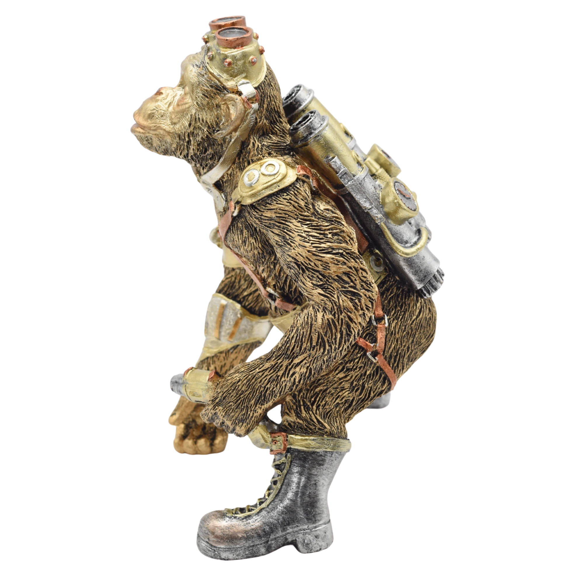 Steampunkschimpanse aus Resin mit Stiefeln und Waffe – Bild 3