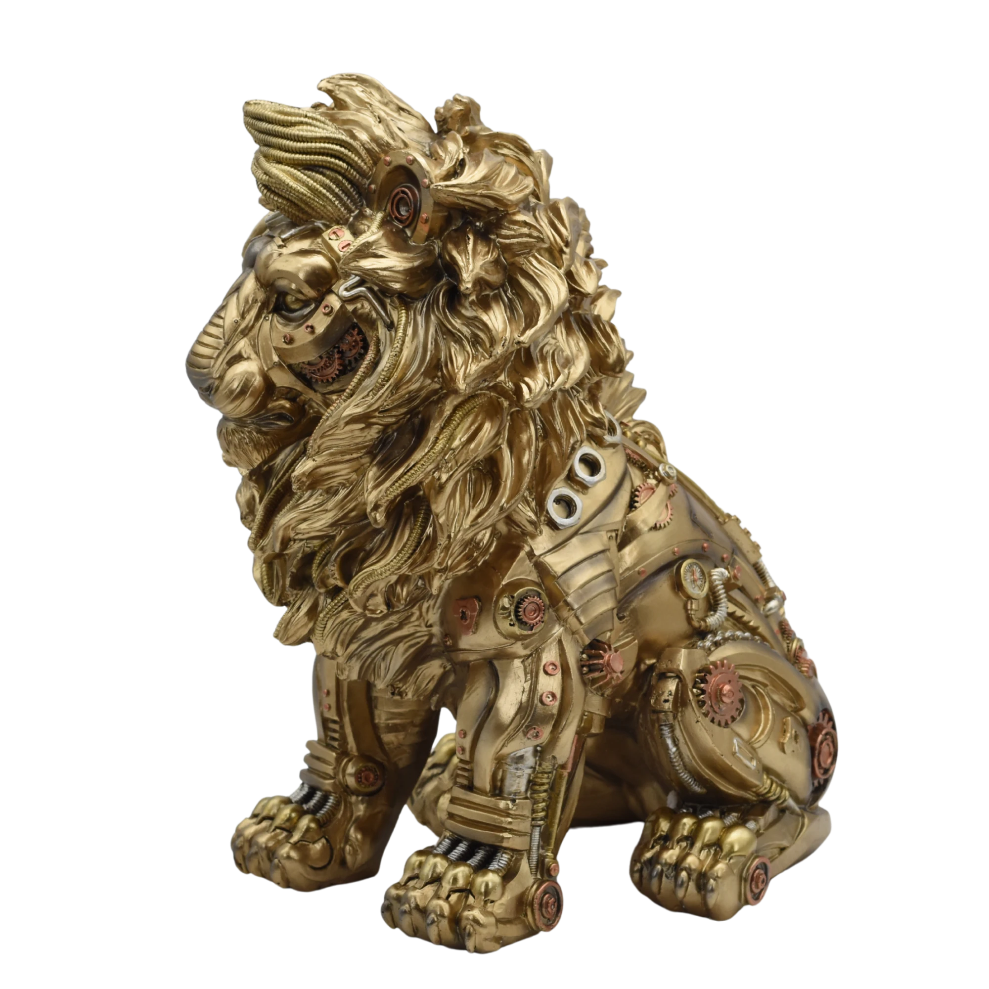 Sitzender Löwe aus Resin im Steampunkstyle – Bild 3
