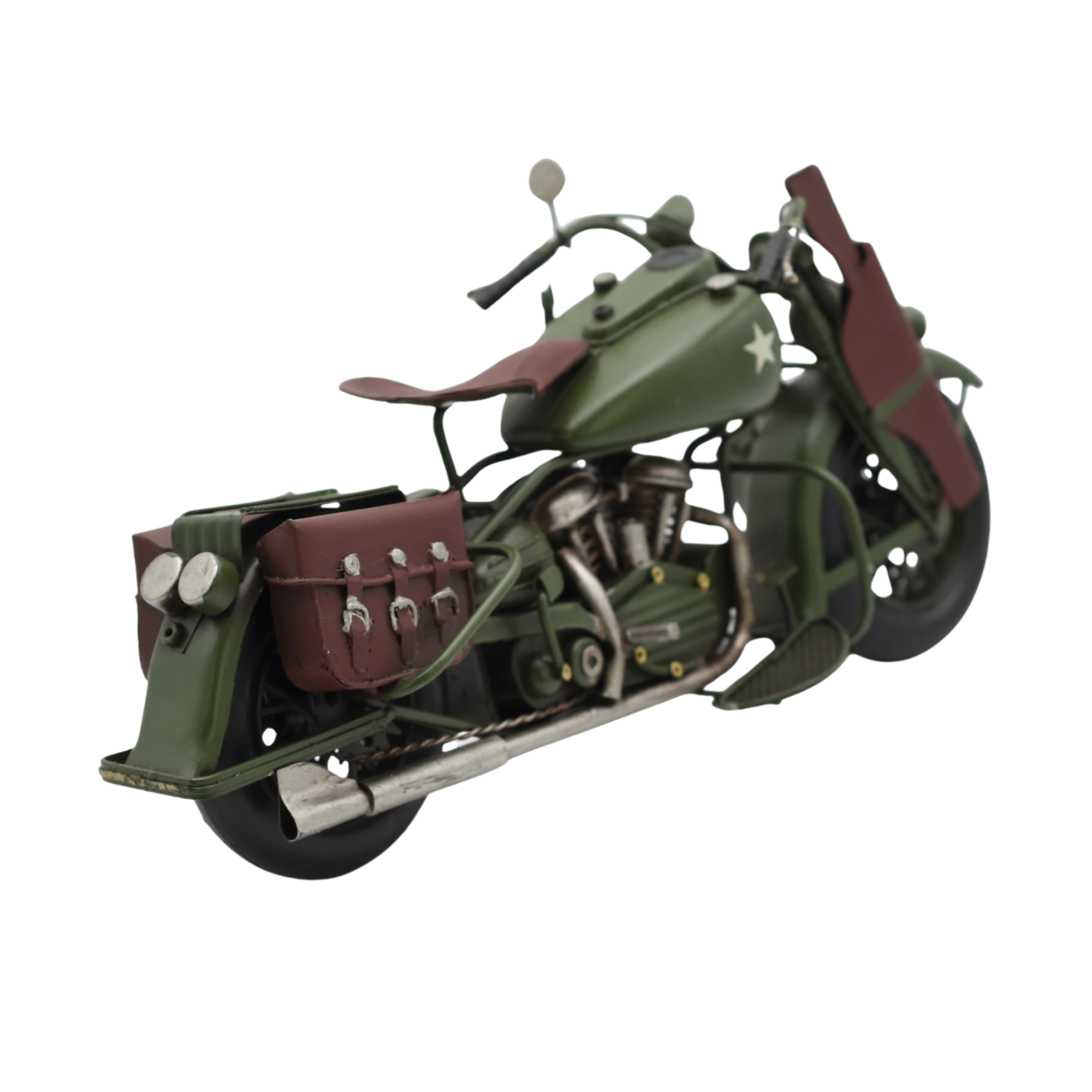 Miniaturmodel eines Militärmotorrads aus Zinn in Tarngrün – Bild 10