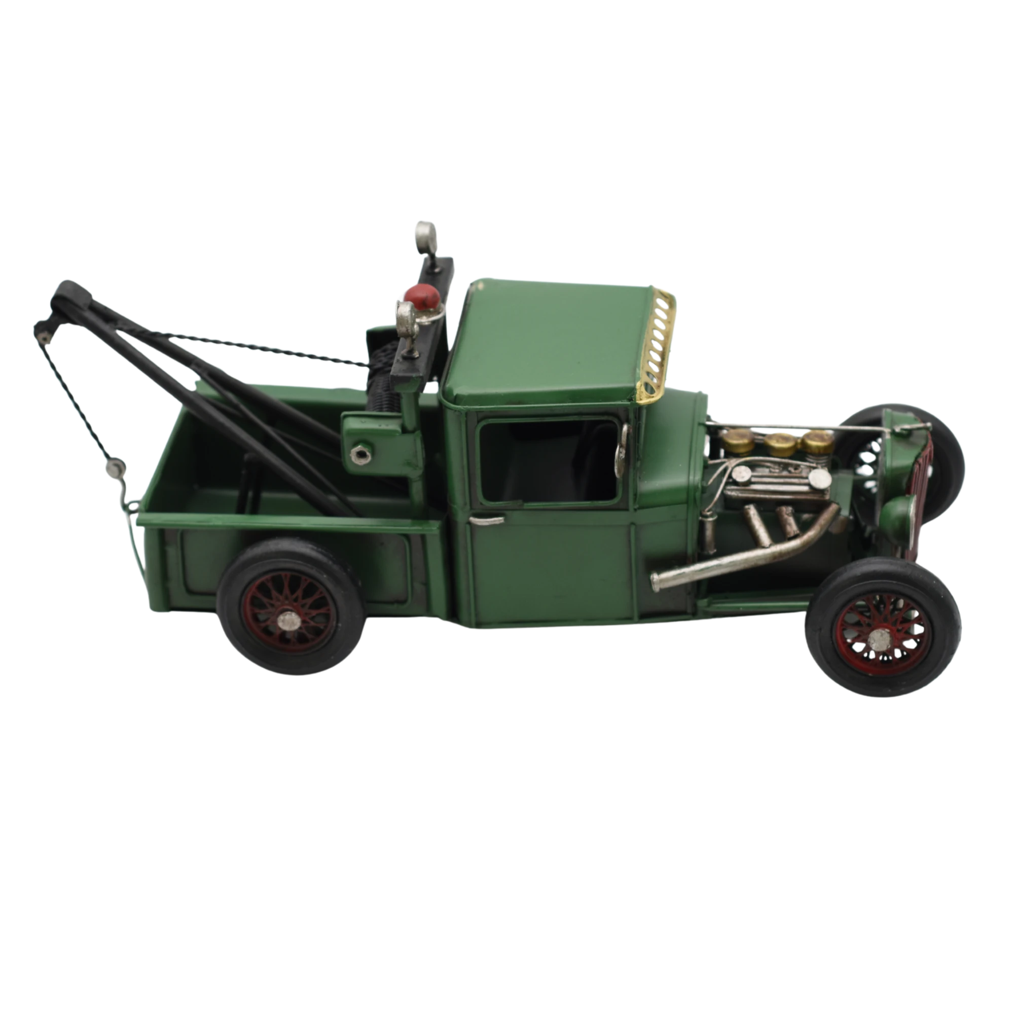 Miniaturmodel eines Hot-Rod-Abschleppwagens aus Zinn in Tannengrün – Bild 10
