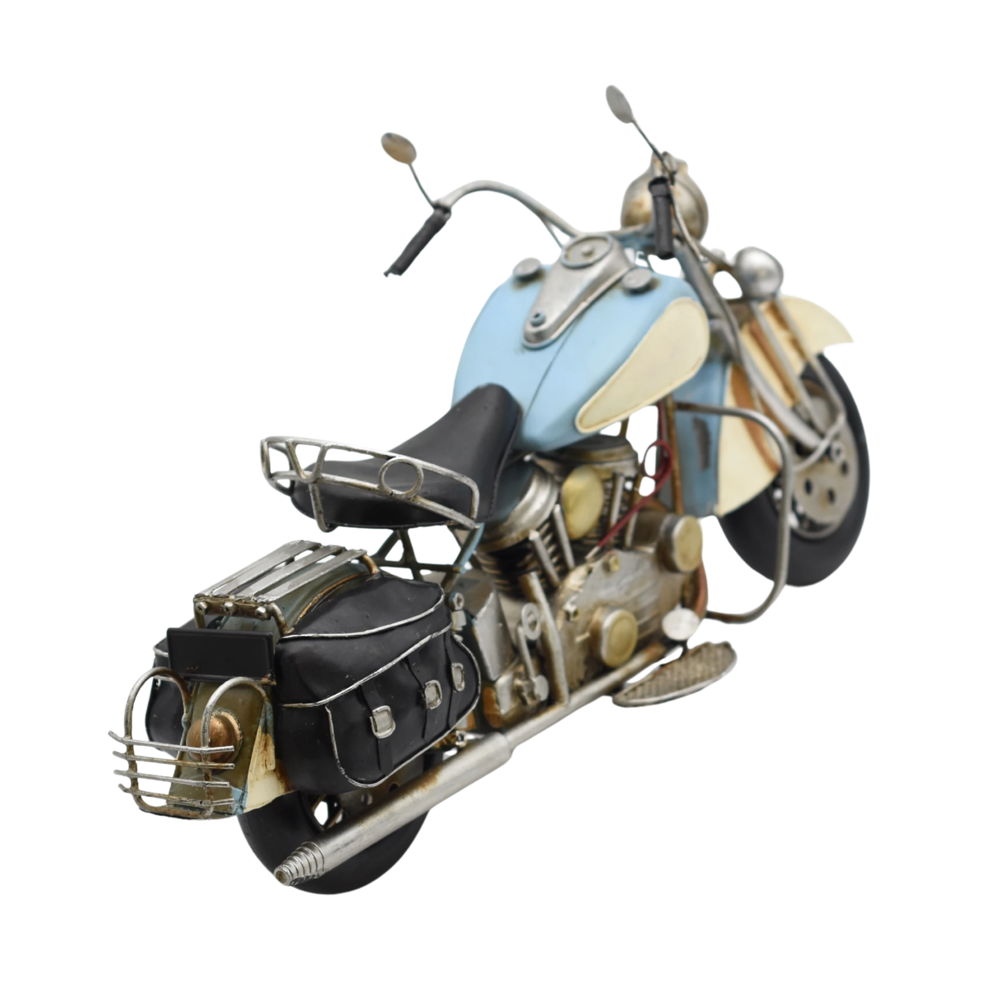 Miniaturmodel eines Motorrads aus Zinn aus den 1960er Jahren in Hellblau-Weiß – Bild 10