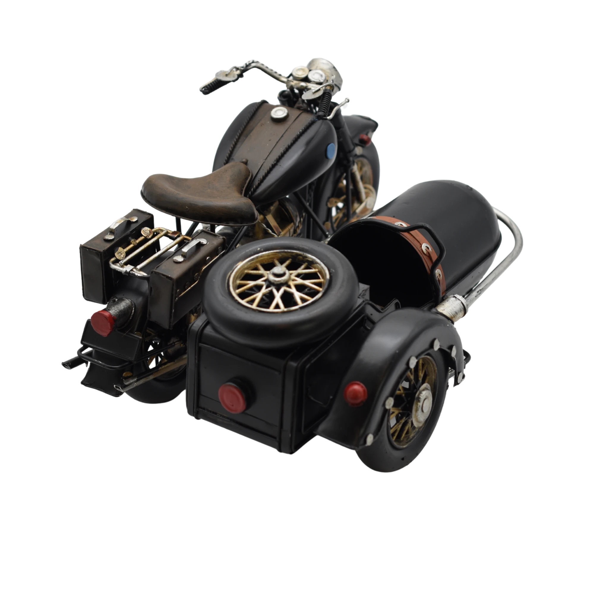 Miniaturmodel eines alten Motorrads mit Beiwagen aus Zinn – Bild 10