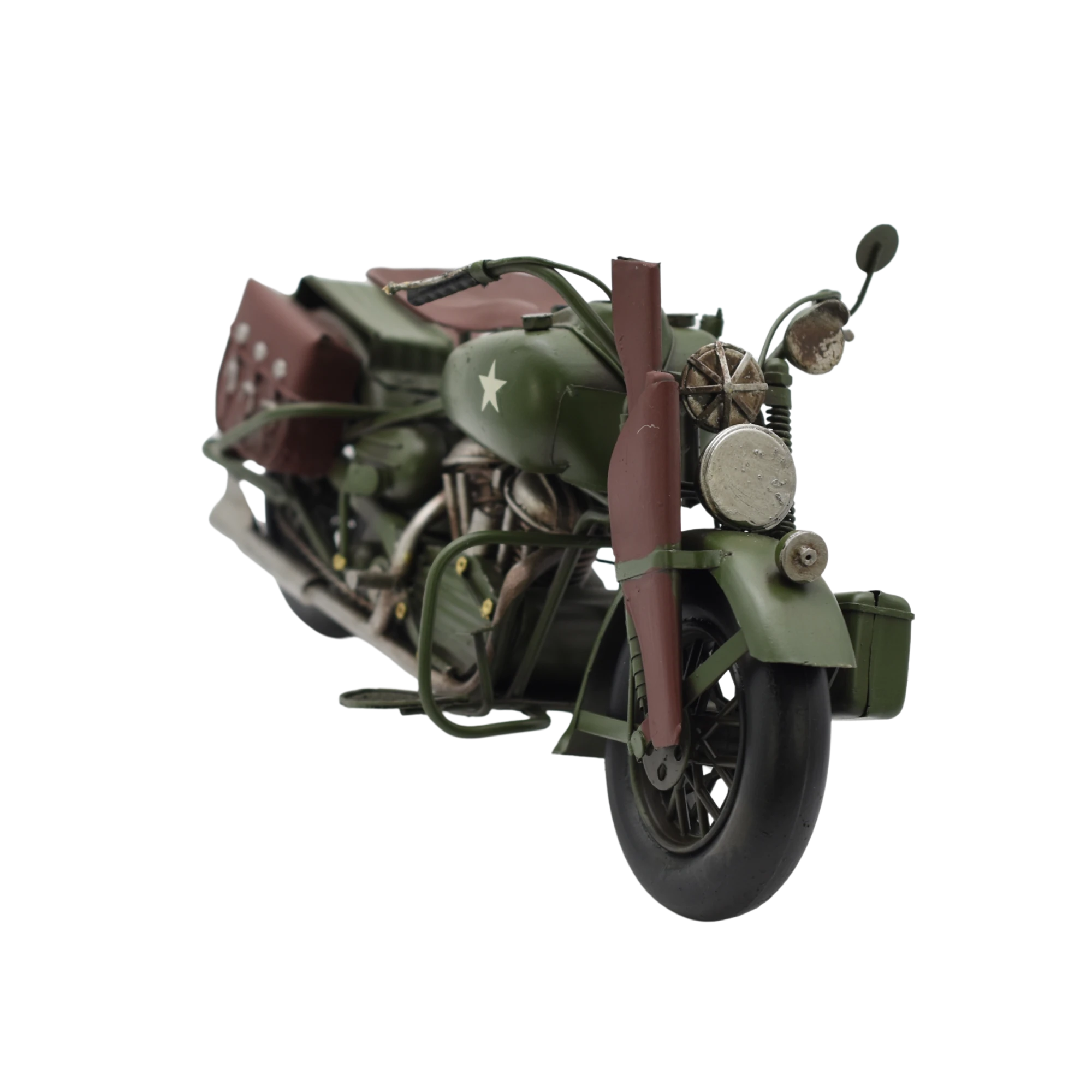 Miniaturmodel eines Militärmotorrads aus Zinn in Tarngrün – Bild 11
