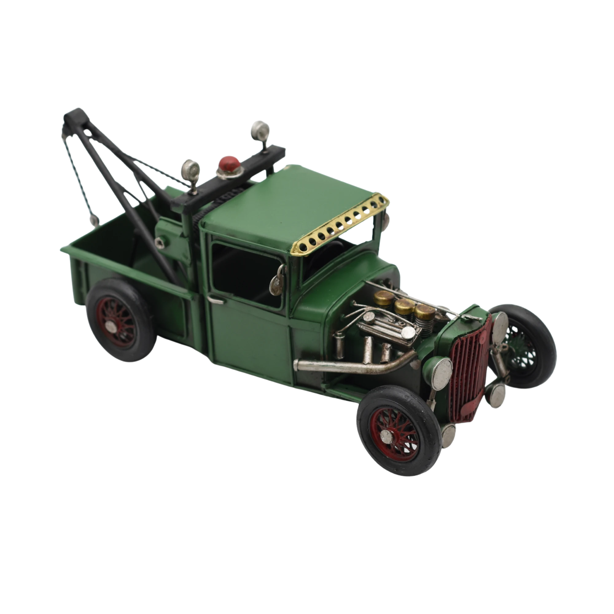 Miniaturmodel eines Hot-Rod-Abschleppwagens aus Zinn in Tannengrün – Bild 11