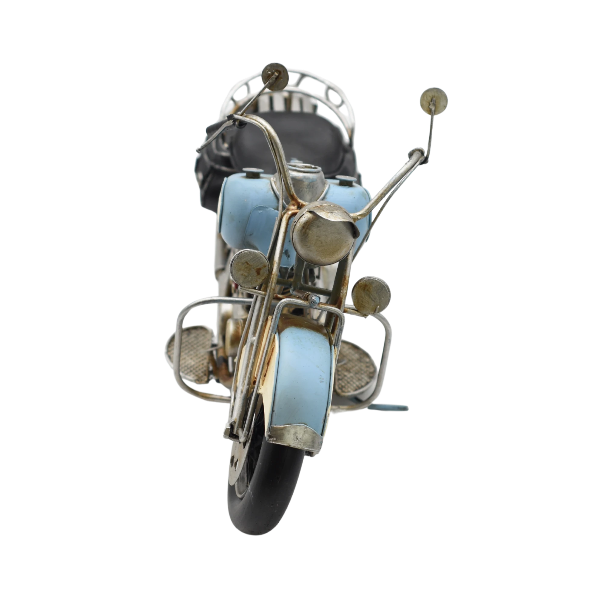 Miniaturmodel eines Motorrads aus Zinn aus den 1960er Jahren in Hellblau-Weiß – Bild 13