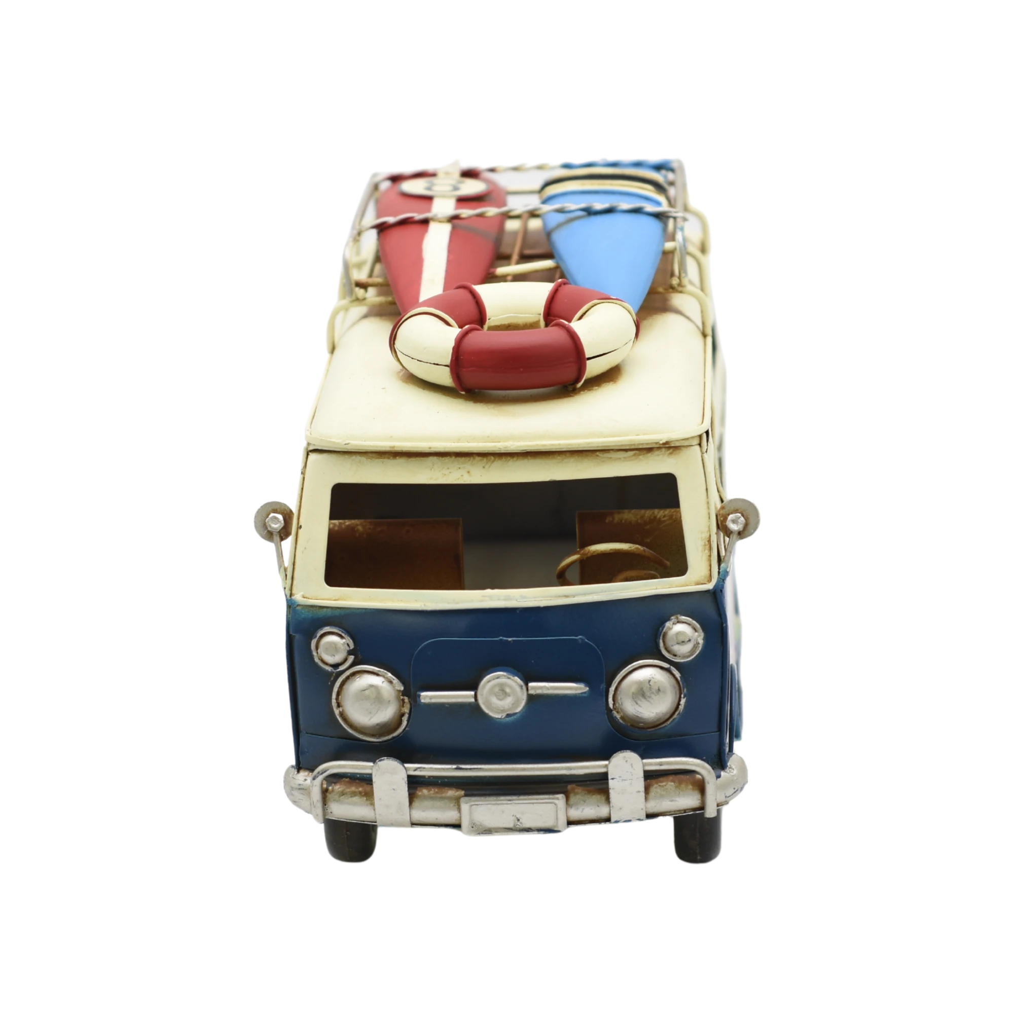 Miniaturmodel eines VW-Busses aus Zinn in Meerblau und Regenbogen – Bild 12