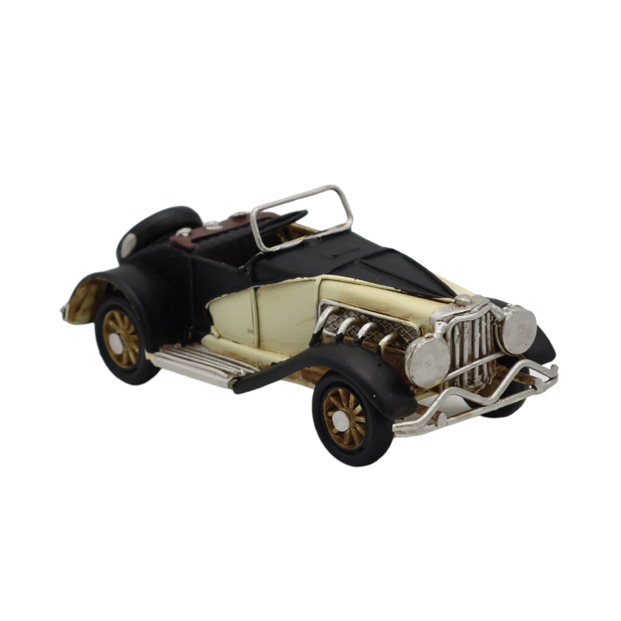 Miniaturmodel eines Oldtimers aus Zinn aus den 1920er Jahren in Schwarz-Weiß – Bild 10