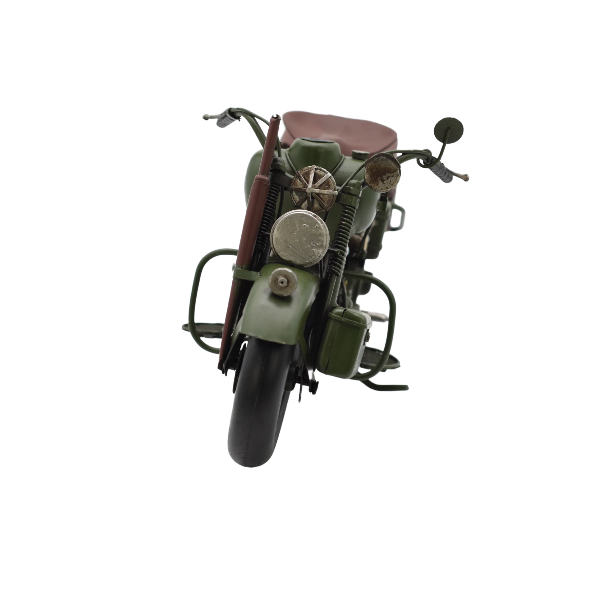 Miniaturmodel eines Militärmotorrads aus Zinn in Tarngrün – Bild 5