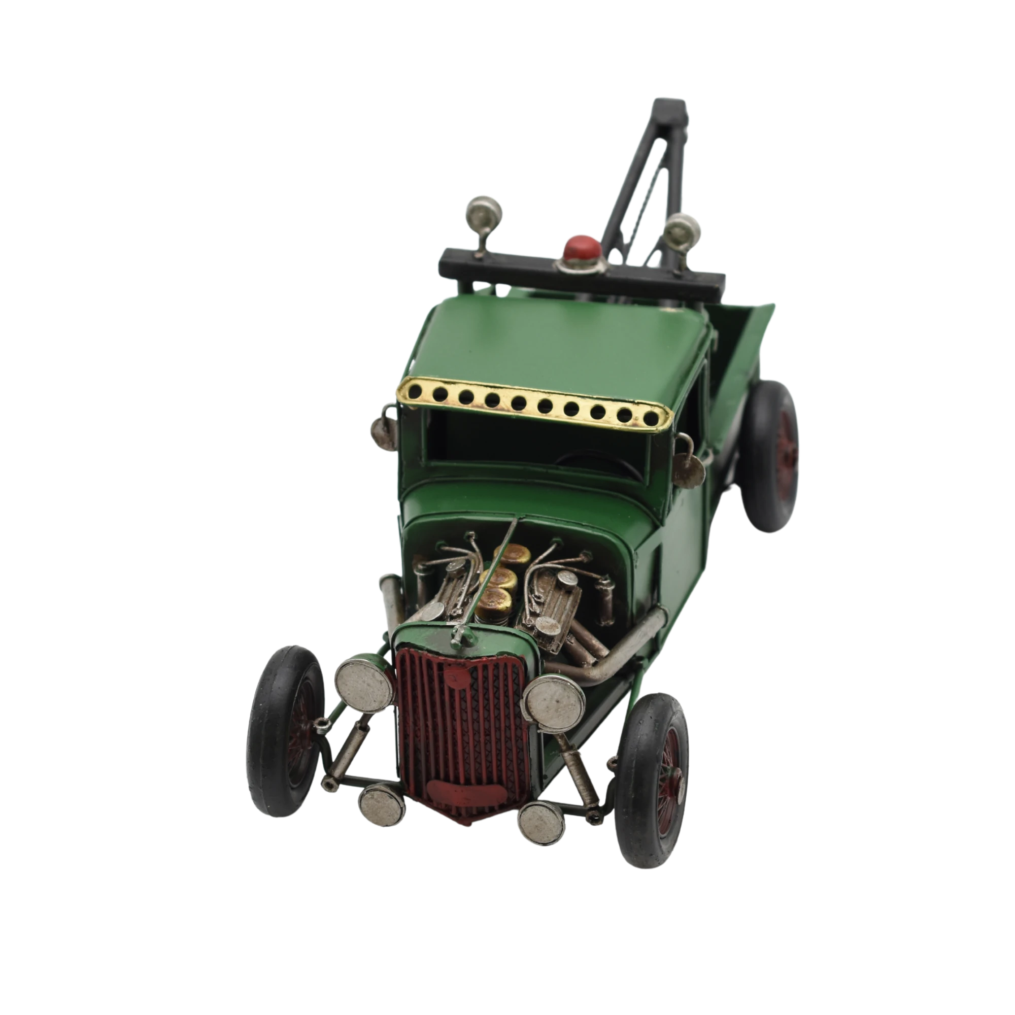 Miniaturmodel eines Hot-Rod-Abschleppwagens aus Zinn in Tannengrün – Bild 5