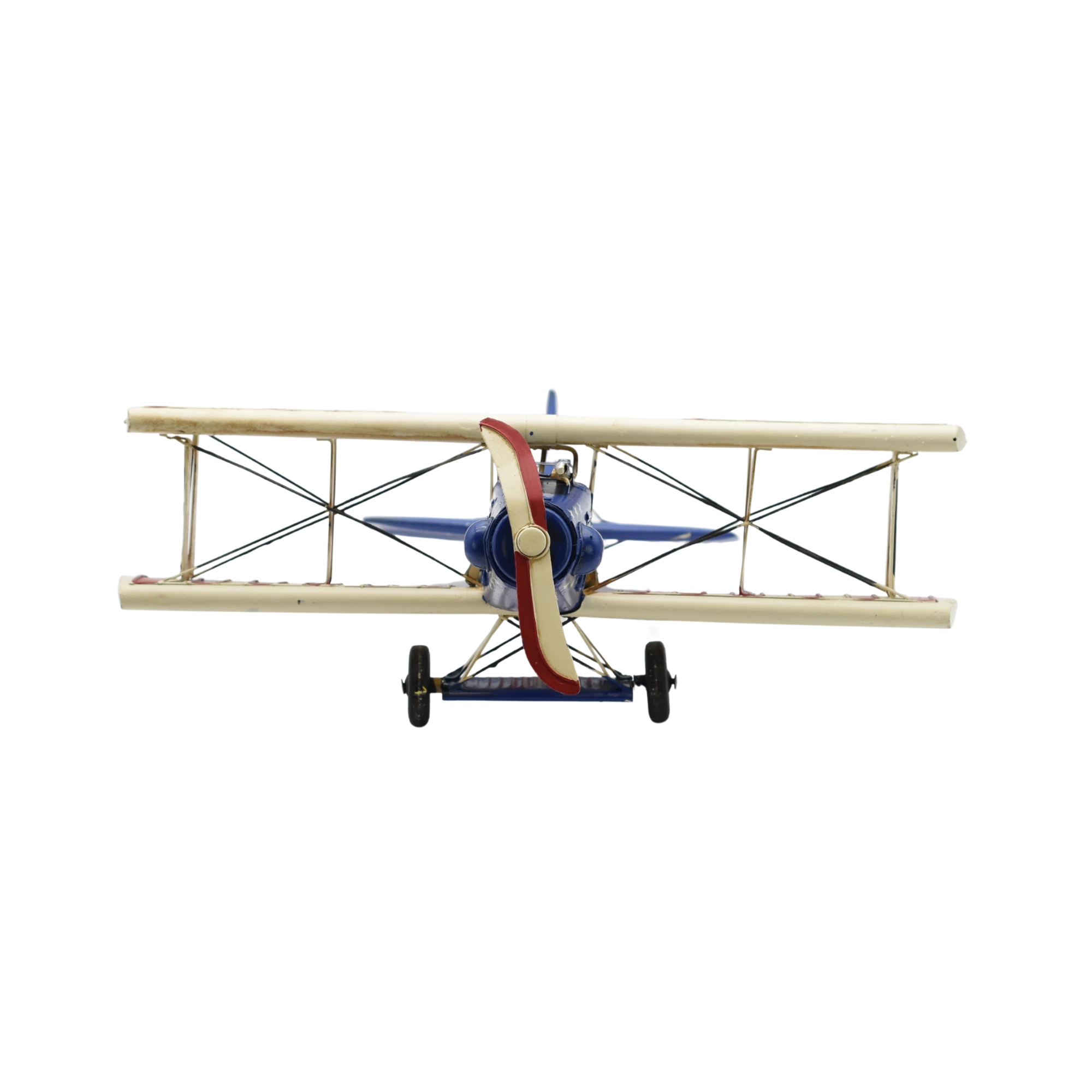 Miniaturmodel eines bewaffneten Doppeldeckerflugzeugs aus Zinn mit US-Flagge – Bild 5