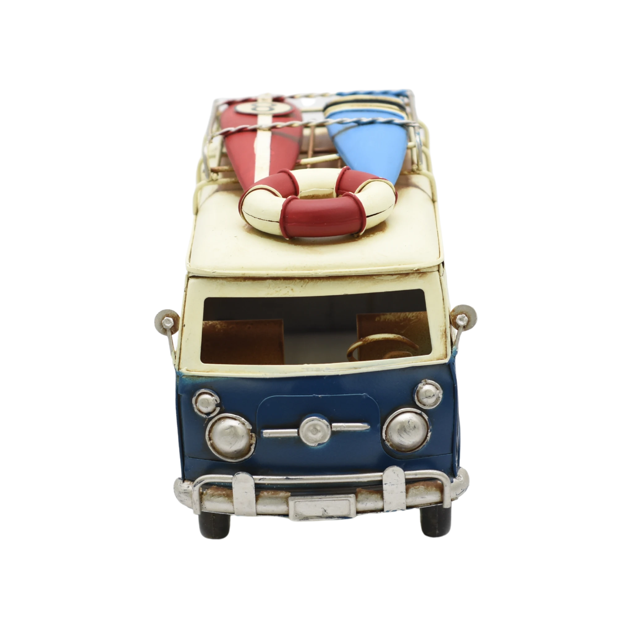 Miniaturmodel eines VW-Busses aus Zinn in Meerblau und Regenbogen – Bild 5