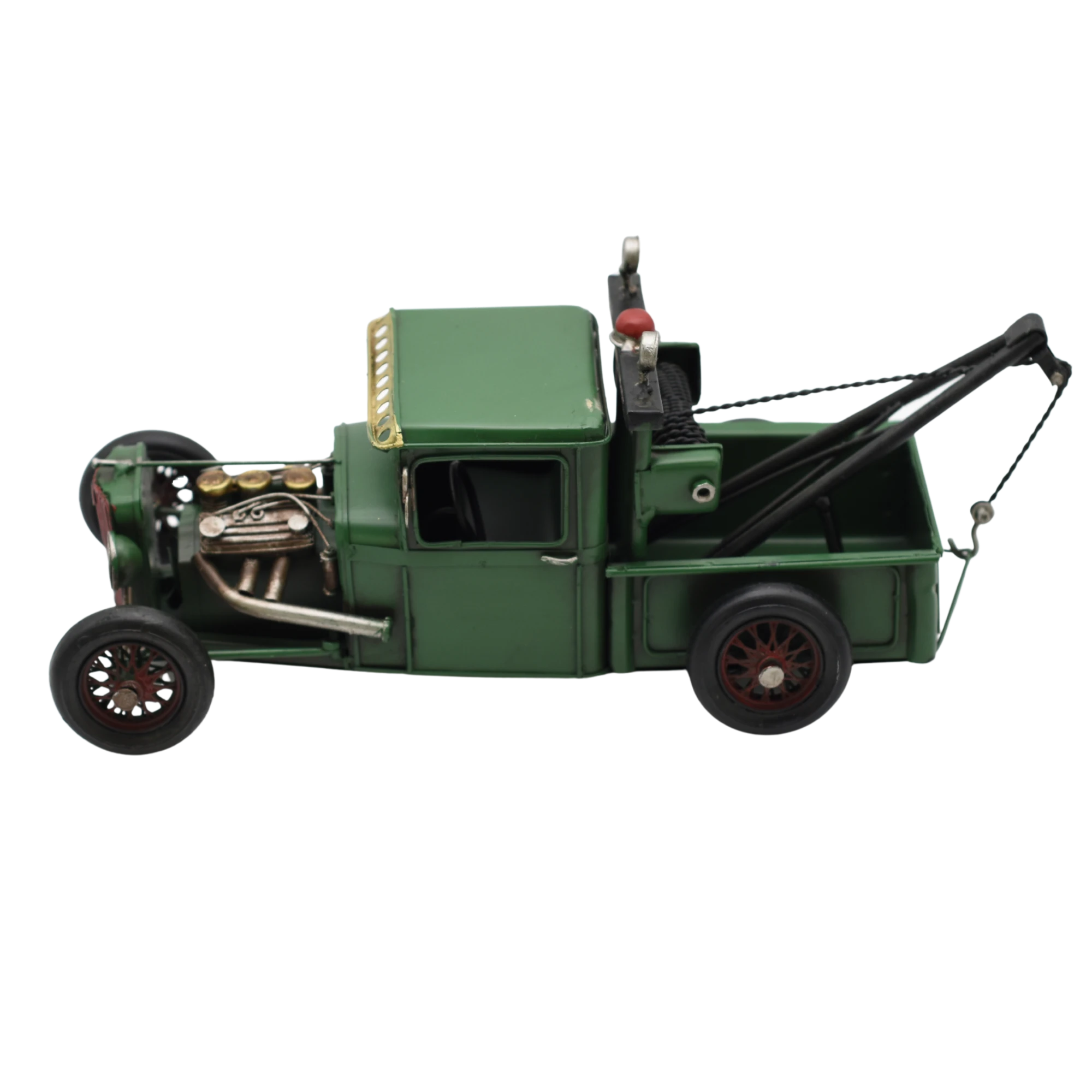 Miniaturmodel eines Hot-Rod-Abschleppwagens aus Zinn in Tannengrün – Bild 6